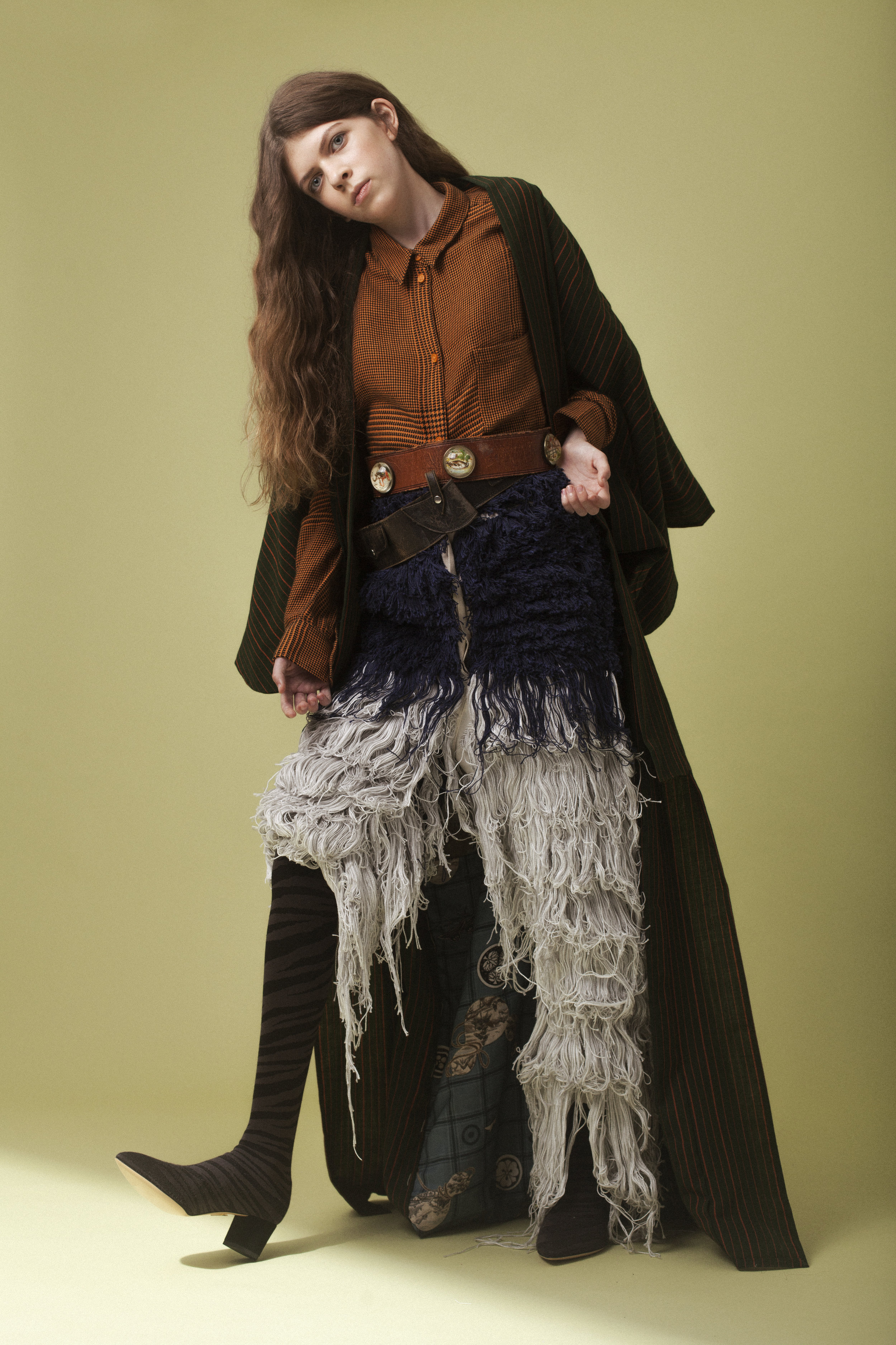 kimono + belts BEYOND RETRO , shirt CHEAP MONDAY , trousers GAENUS , shoes CHARLOTTE OLYMPIA