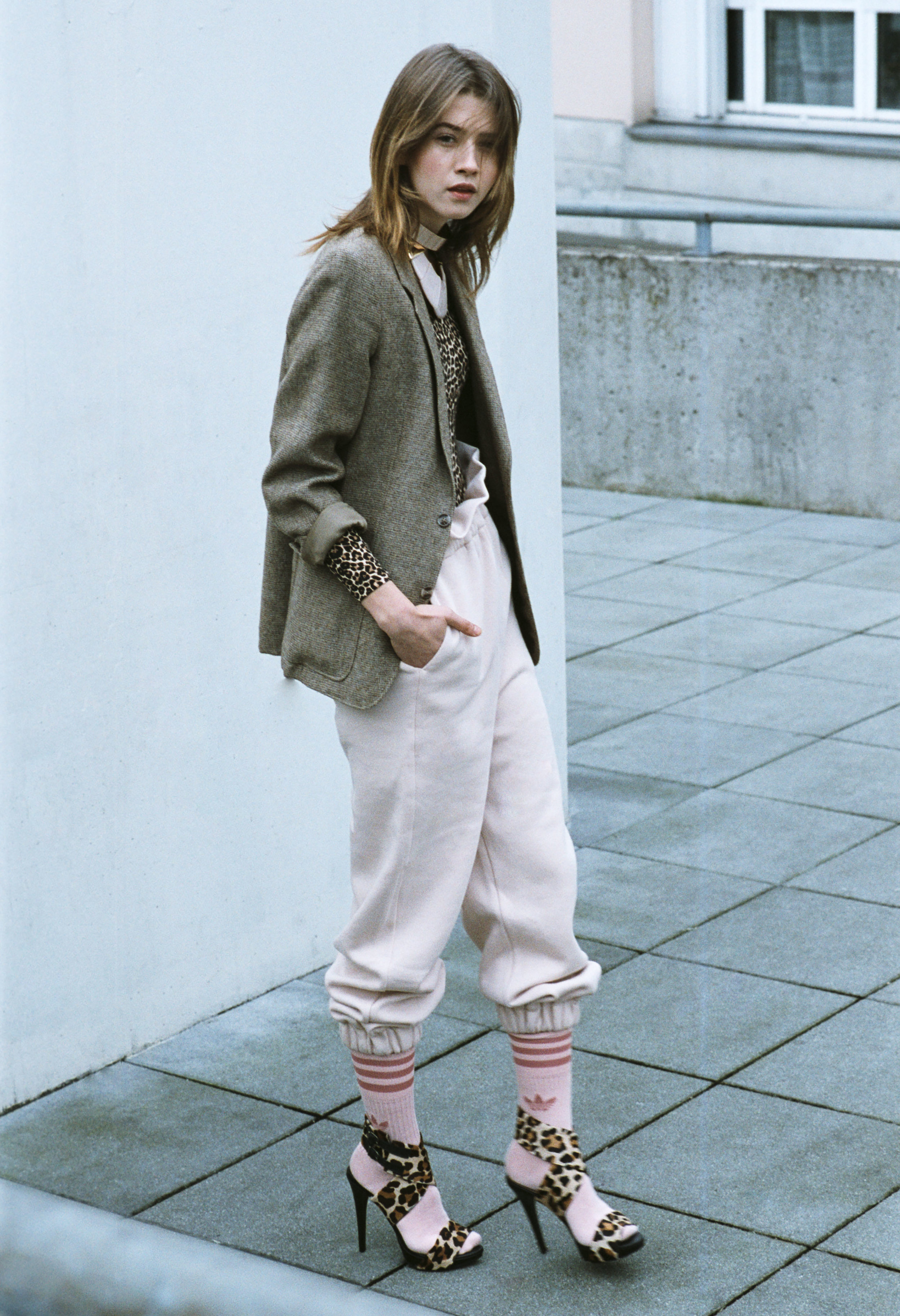 trousers MARINA HOERMANSEDER , body AMERICAN APPAREL , jacket VINTAGE, socks ADIDAS, necklaces ASOS + H&M , shoes ZARA