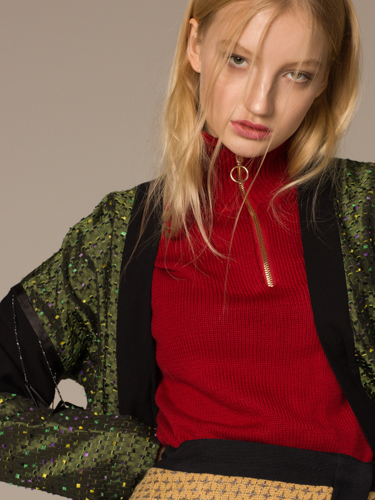 green jacket ELMIRA MARKES , red jacket + cloak ZARA dress SORRY I'M NOT ,