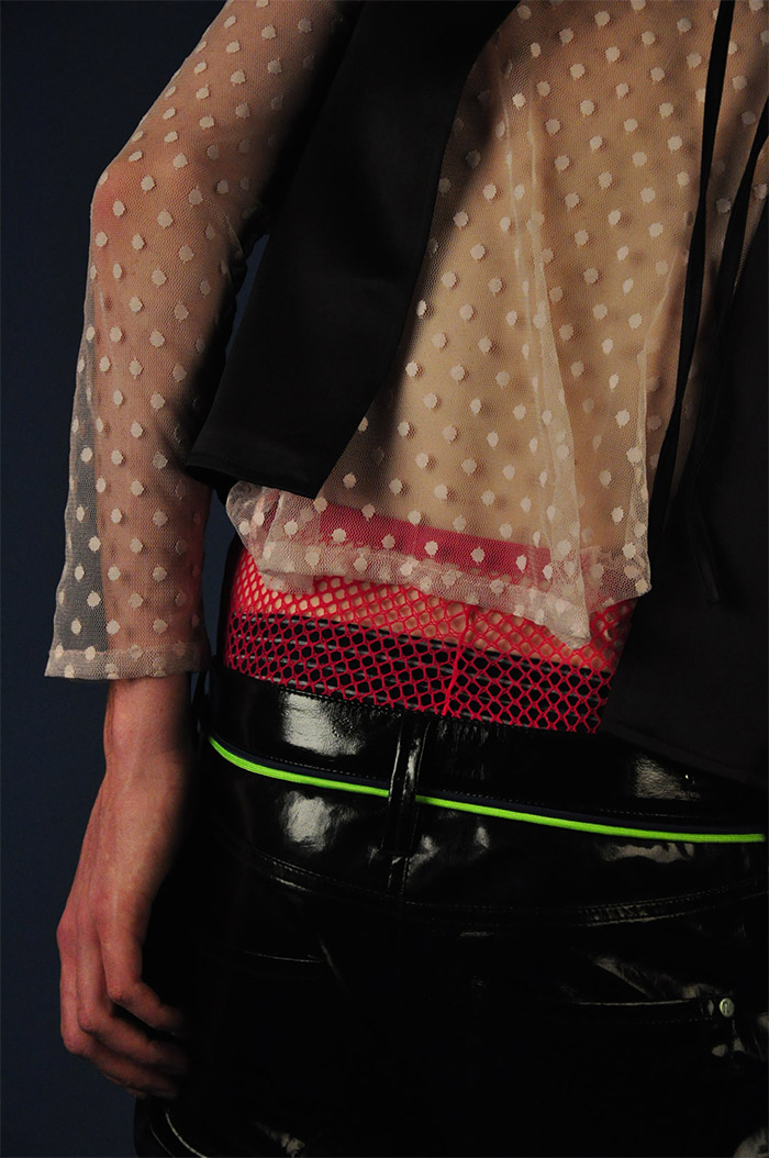 polka dot blouse VINTAGE, silk top THEFSTUDIO, leather pants VINTAGE, tights STYLIST'S OWN