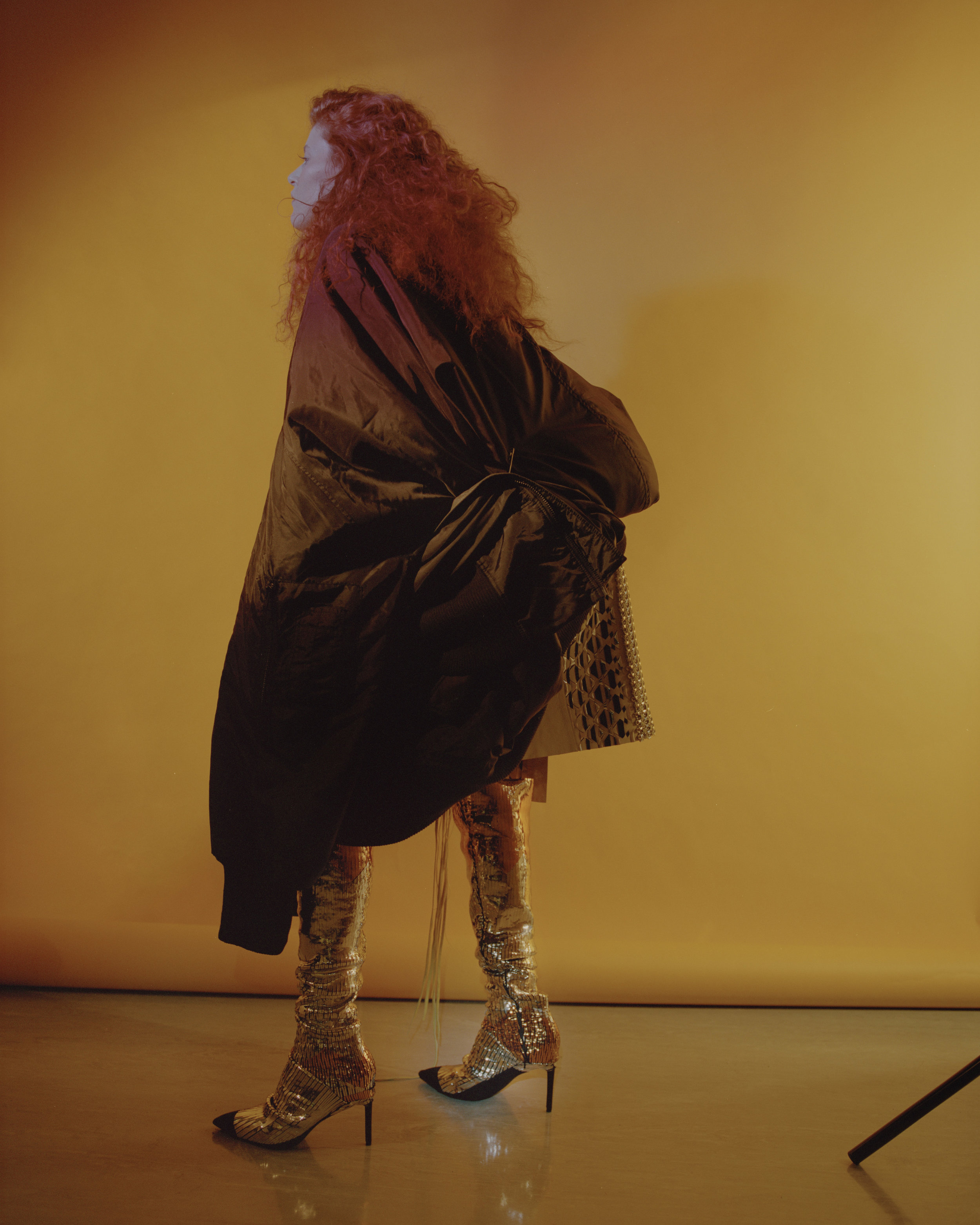 coat SAM THOMPSON, skirt + boots MAX LUO , 
