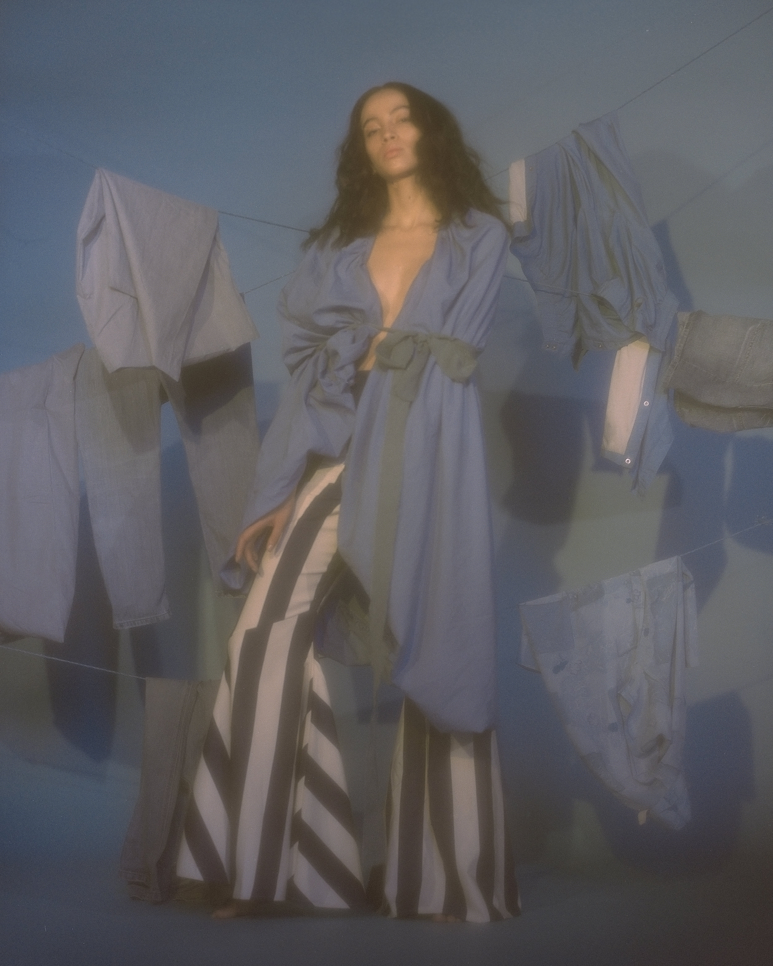 Emily wears top STYLIST’S OWN, pants ZHENYA ZHANG