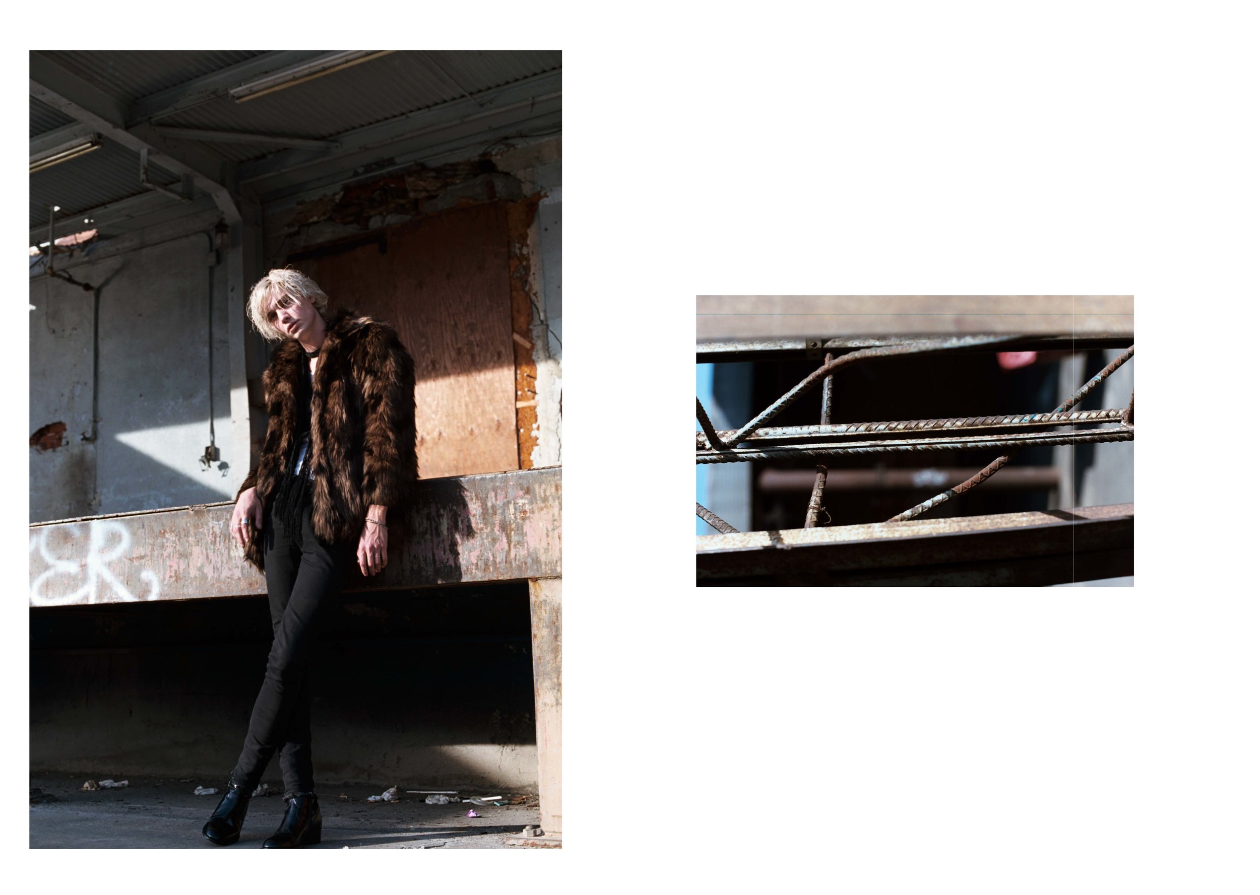 jacket ROBERTO CAVALLI , top THE KOOPLES , vest ANN DEMEULEMEESTER , denim SAINT LAURENT , scarf VINTAGE, boots J.LINDEBERG ,