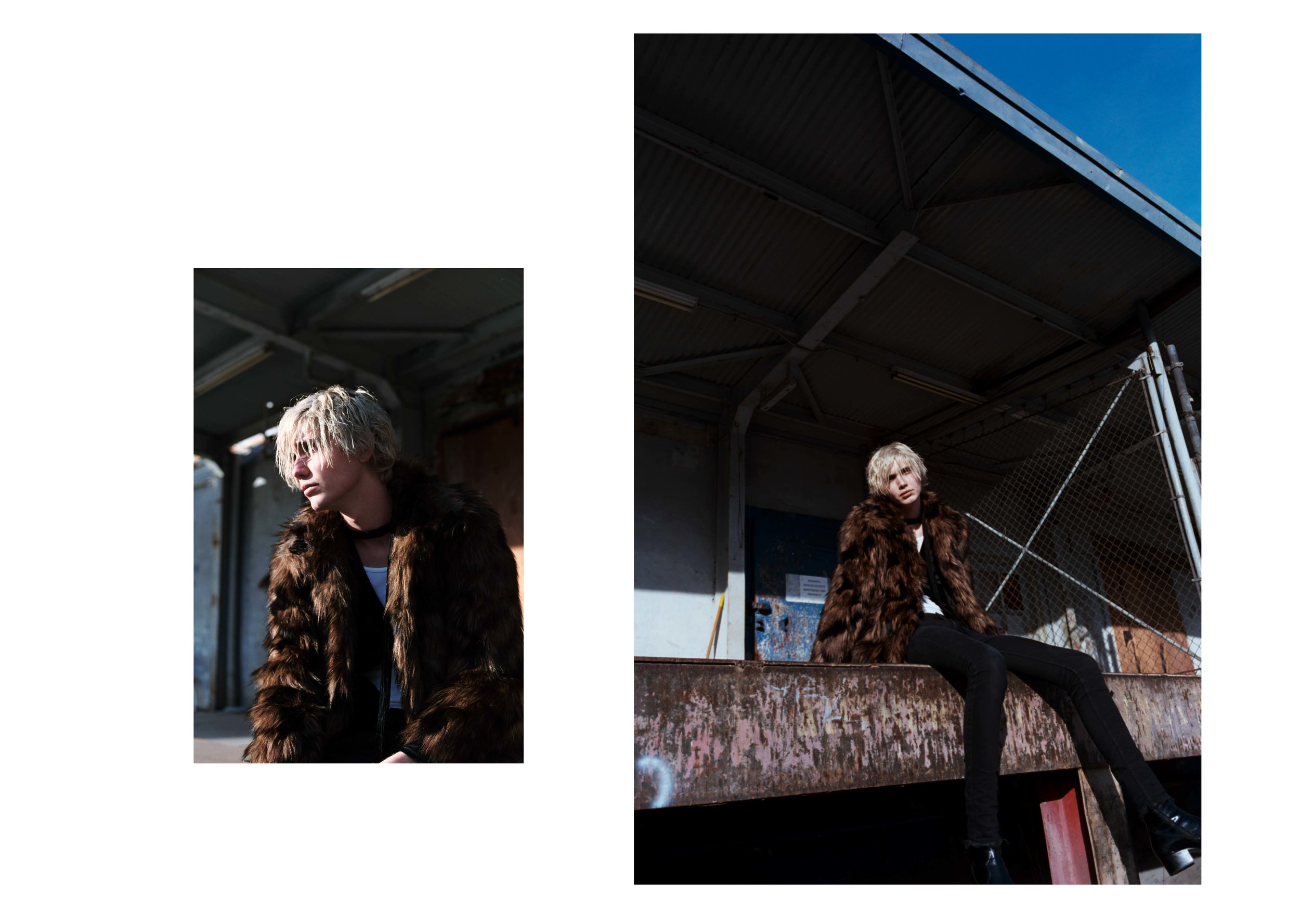jacket ROBERTO CAVALLI , top THE KOOPLES , vest ANN DEMEULEMEESTER , denim SAINT LAURENT , scarf VINTAGE, boots J.LINDEBERG ,