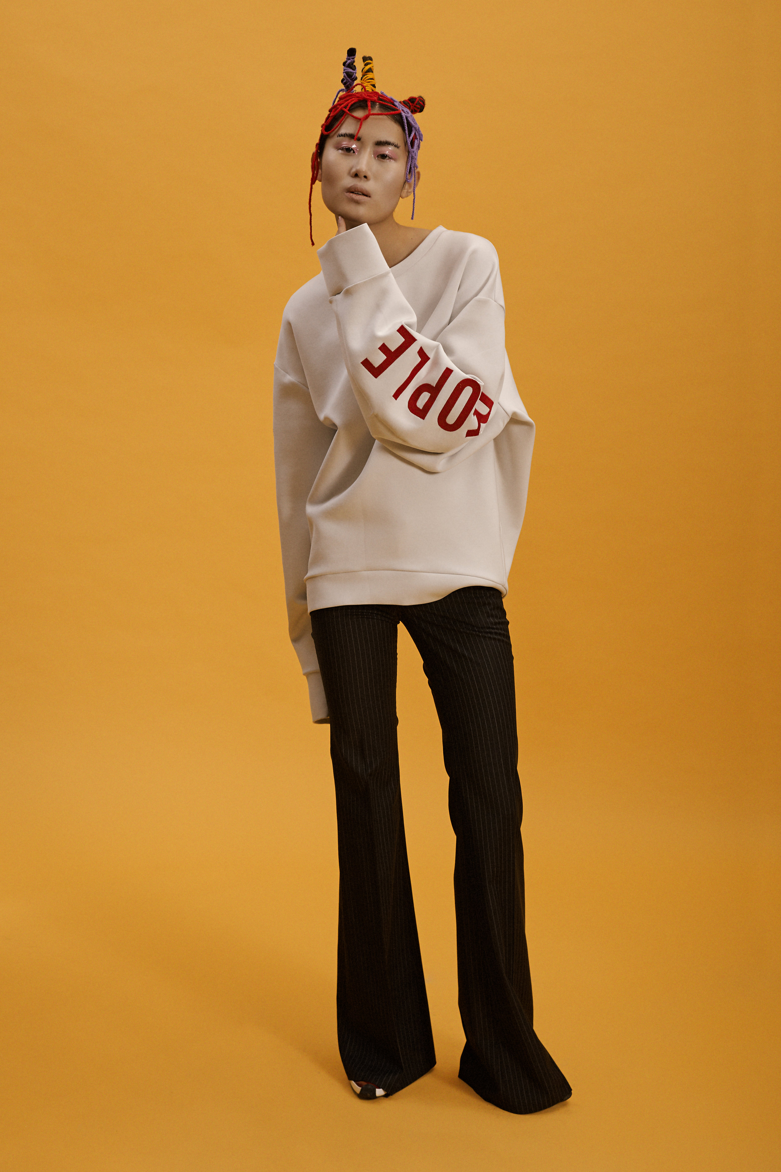 sweatshirt OUTKASTPEOPLE, pants LUG VON SIGA boots TUGCE DEMIRAN