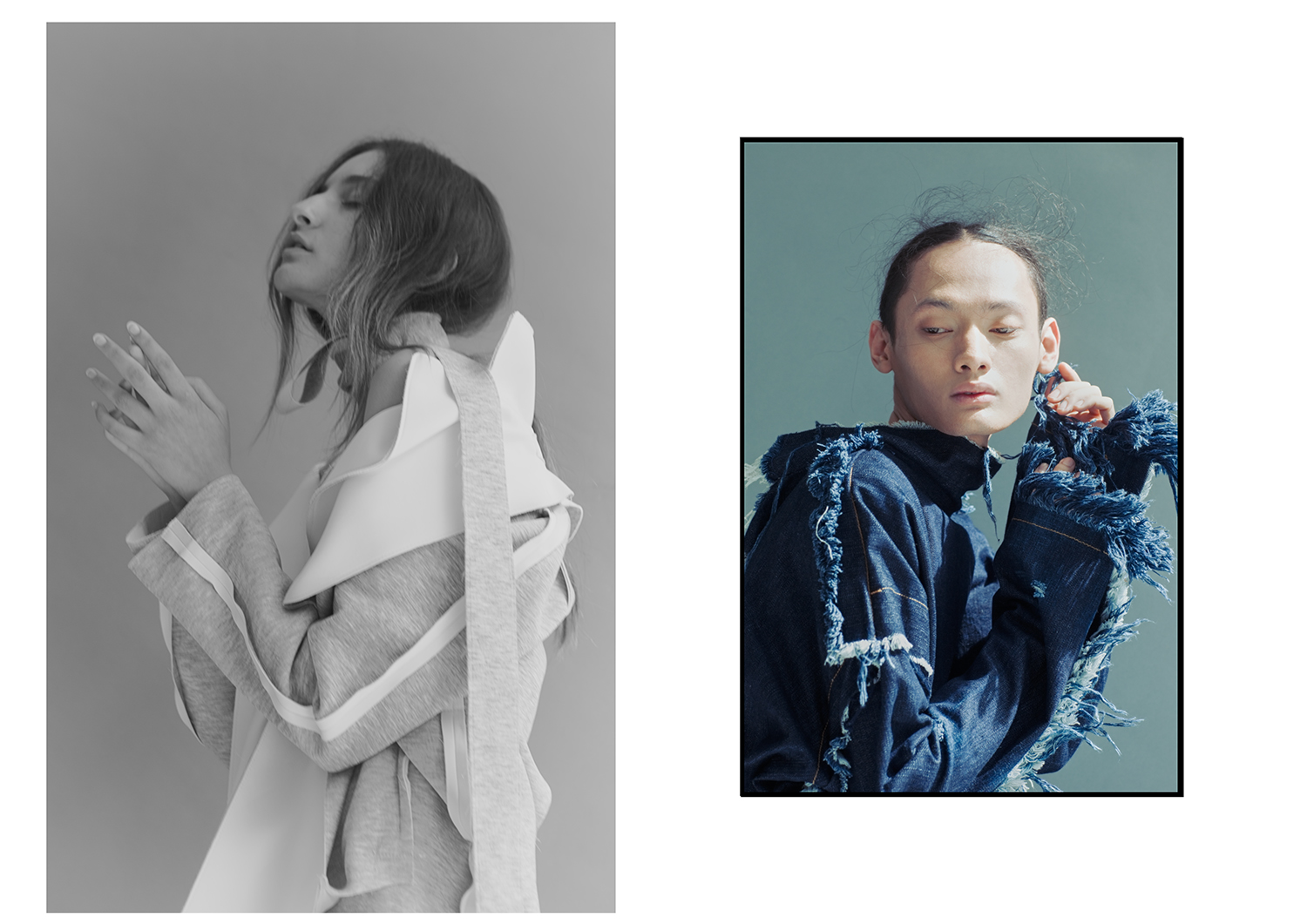 LEFT coat by J.O.A , RIGHT denim coat YVES CAMINGUE