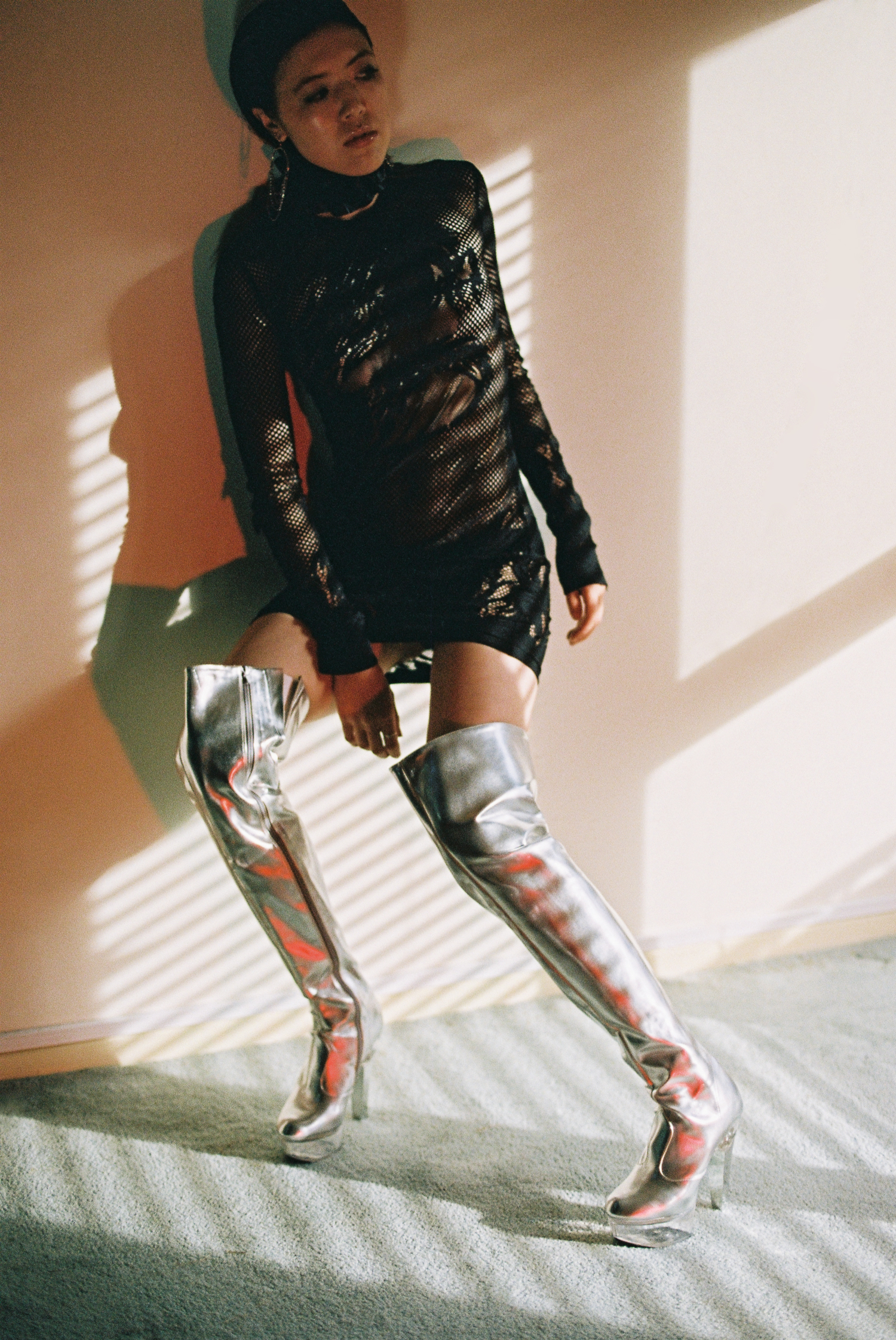 dress FILLES A PAPA , belt worn as choker CELINE, boots + jewellery STYLIST'S OWN