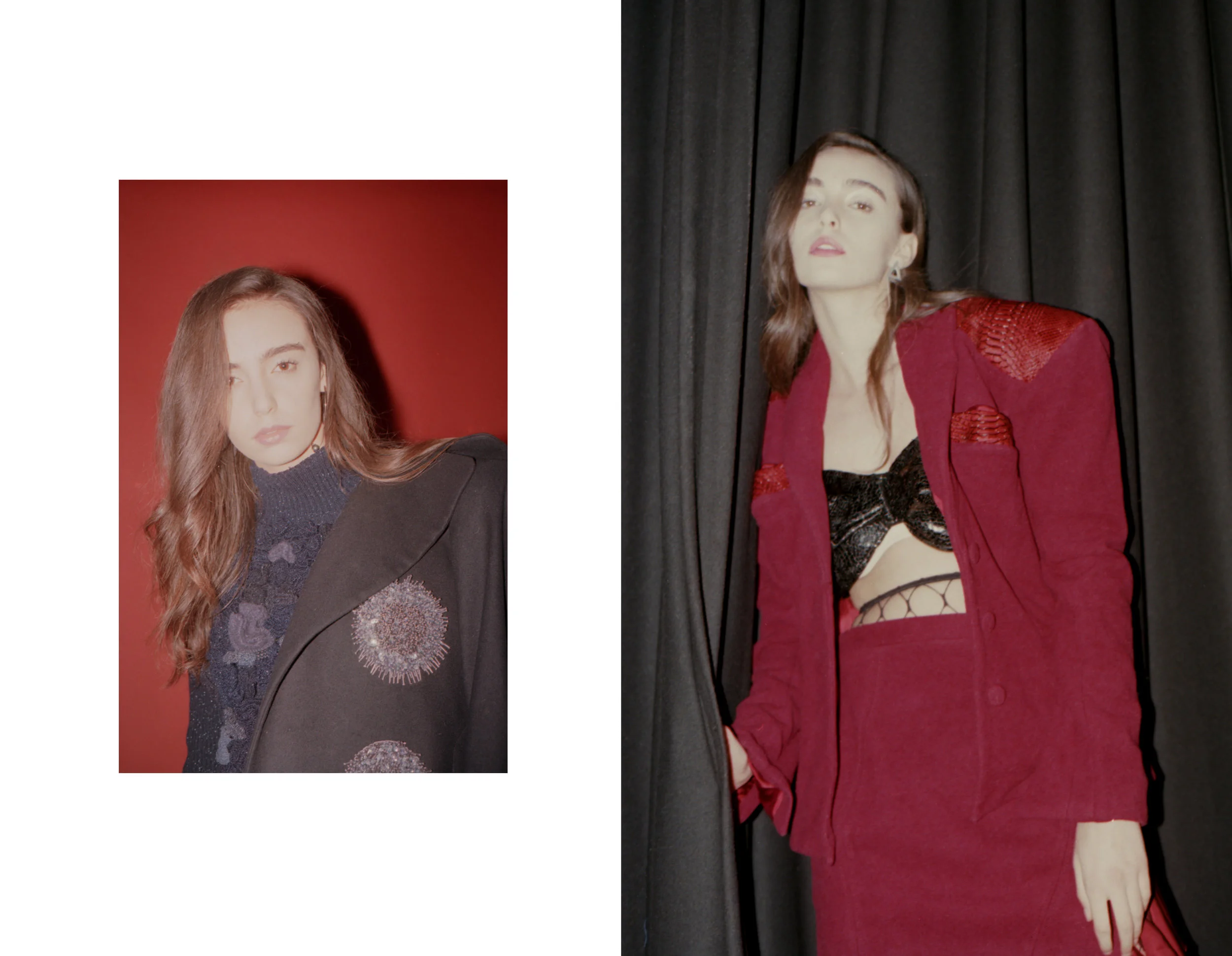 LEFT clothes SHEHASTWOSMALLMOONS, RIGHT clothes MATILDA ABERG, shoes RUSSELL AND BROMLEY, jewellery ARINTA TAN