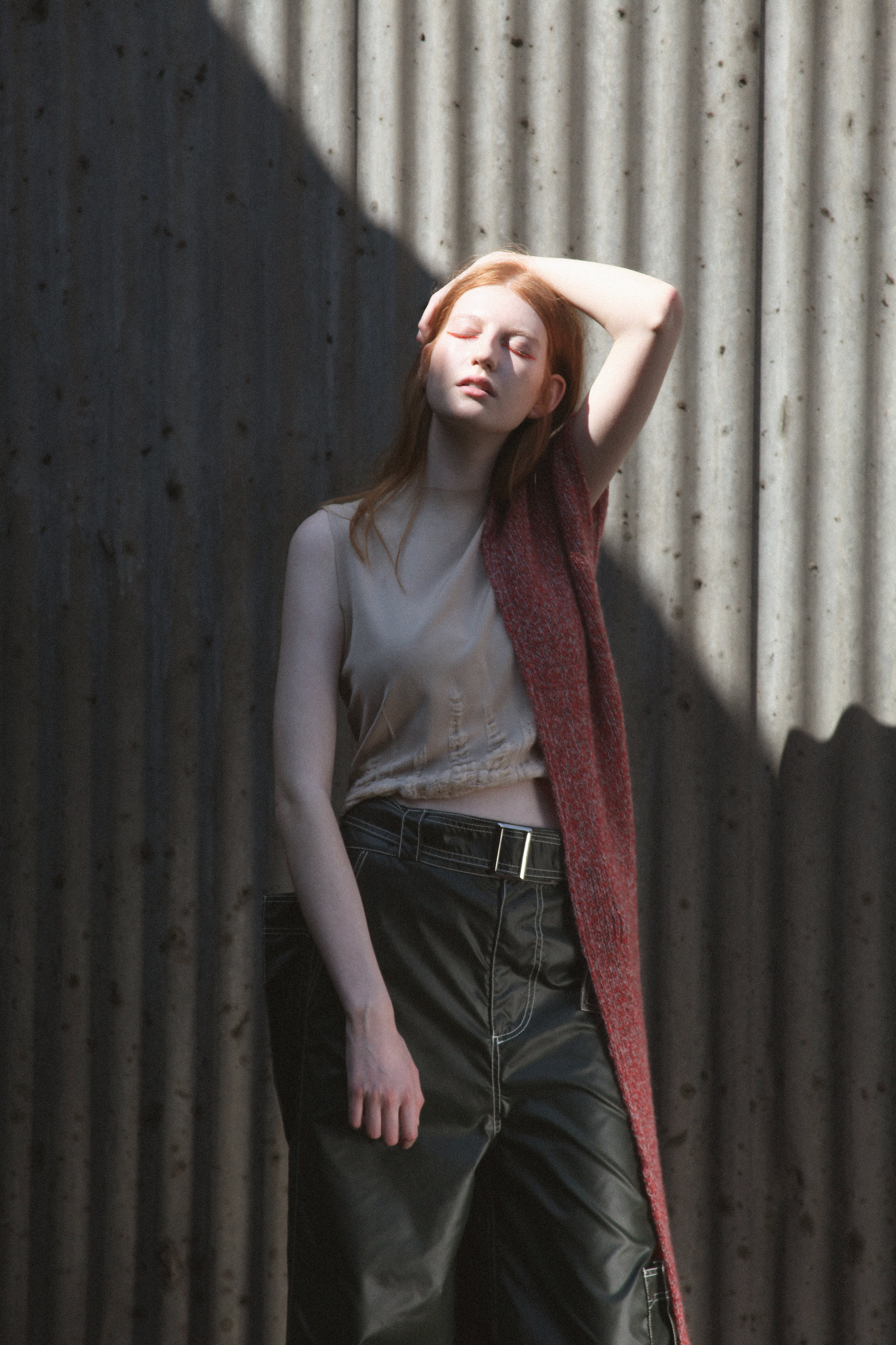 top TARA LEE, trousers BETH HALL, scarf GENEVIEVE SWEENEY