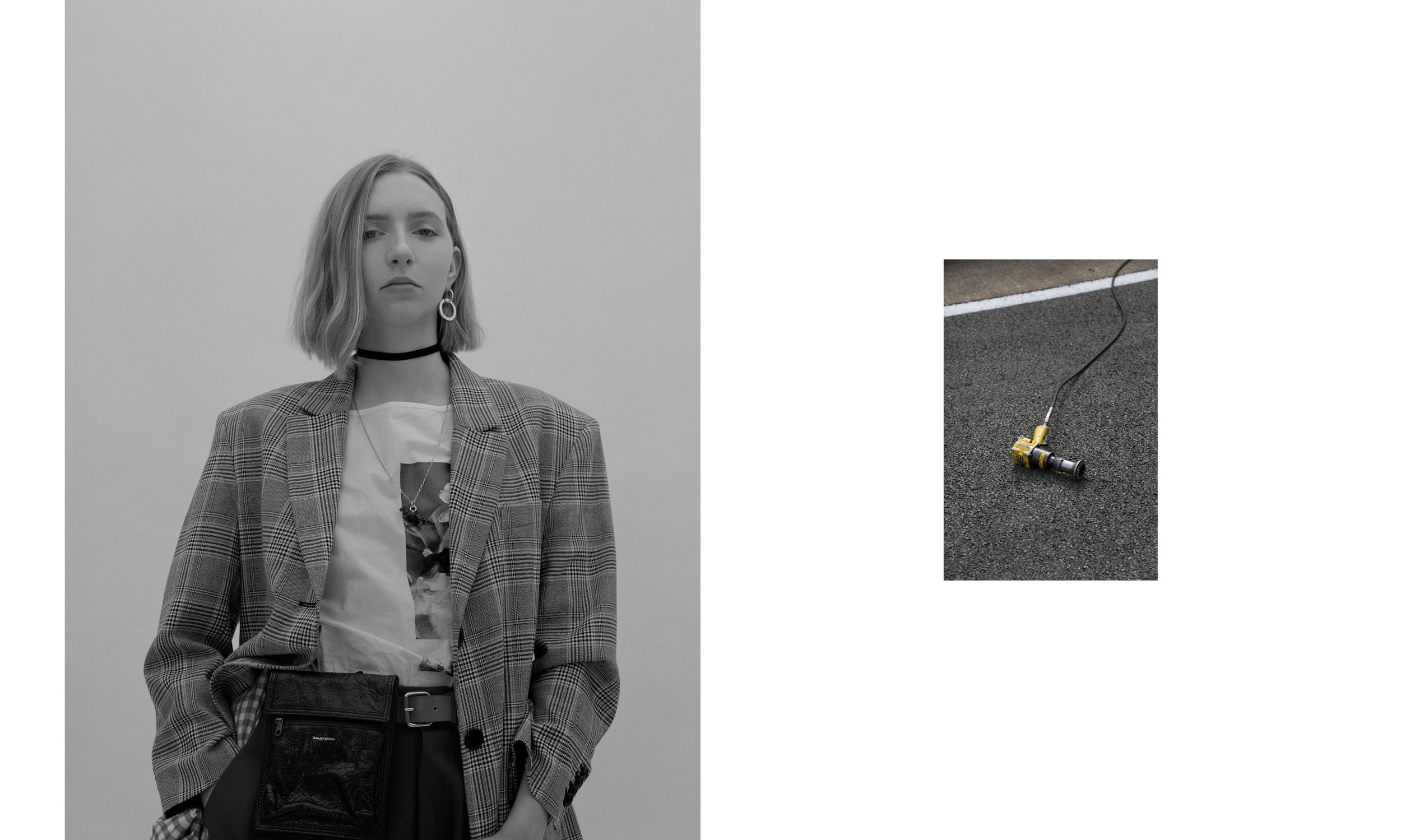 coat+top+trousers ZARA, bag BALENCIAGA, earring STYLIST’S OWN
