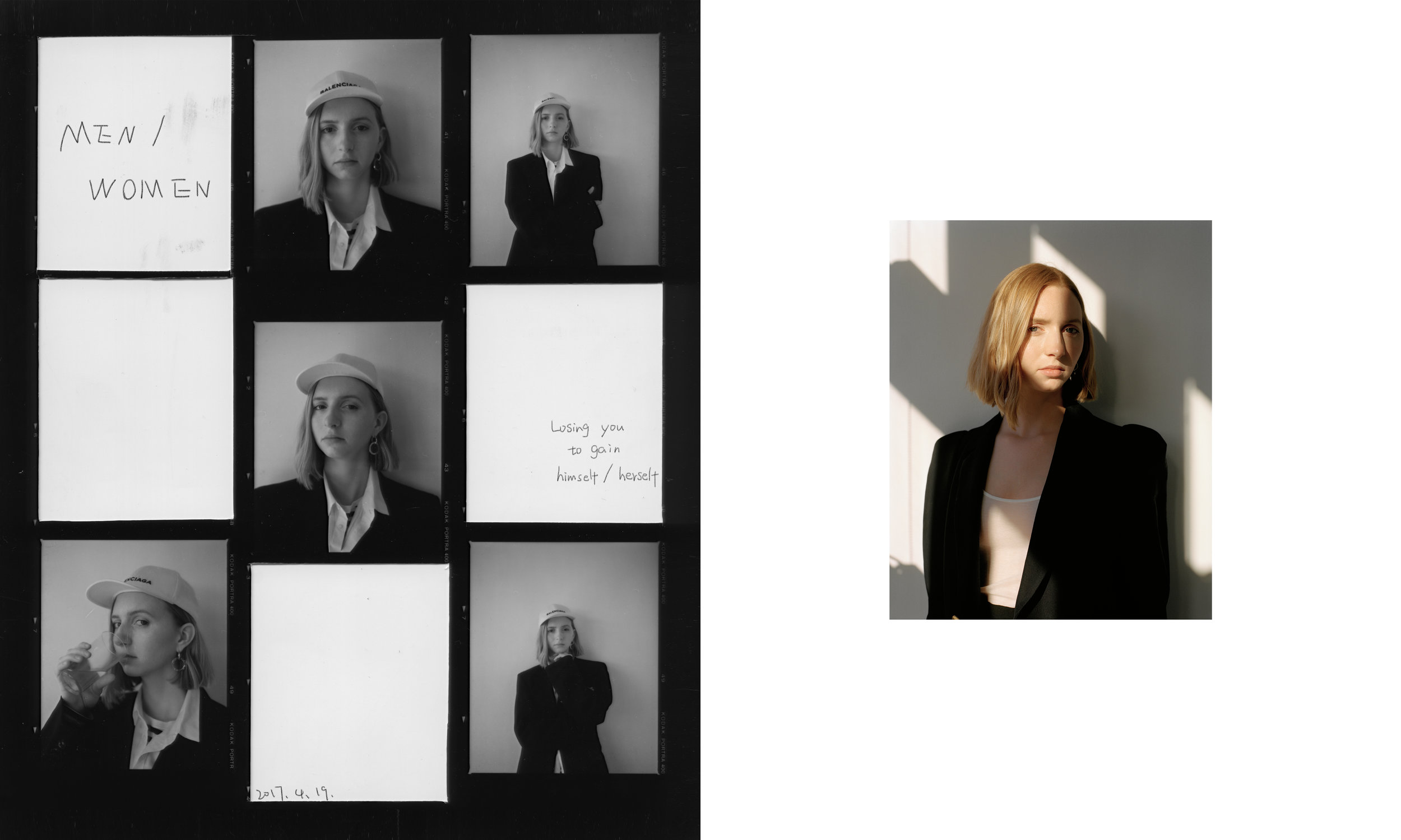 coat+shirt ZARA, hat BALENCIAGA, earring STYLIST’S OWN