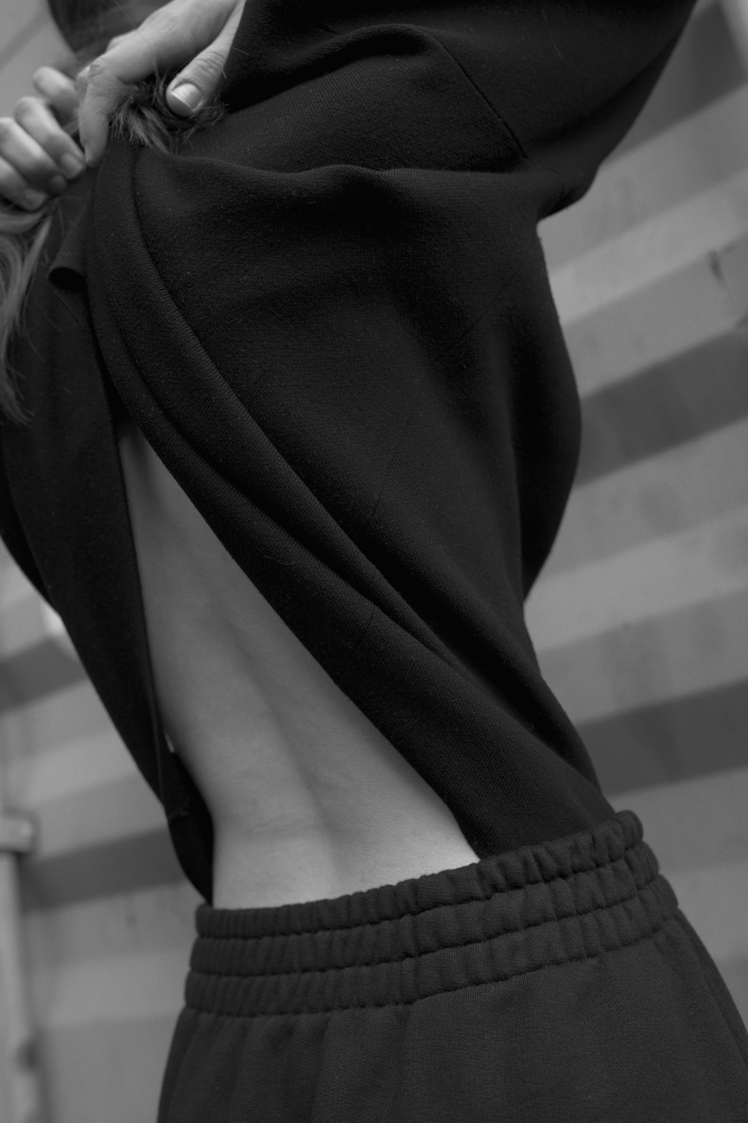 choker STYLIST’S OWN, sweater ACNE STUDIOS, skirt VETEMENTS, boots MAISON MARGIELA