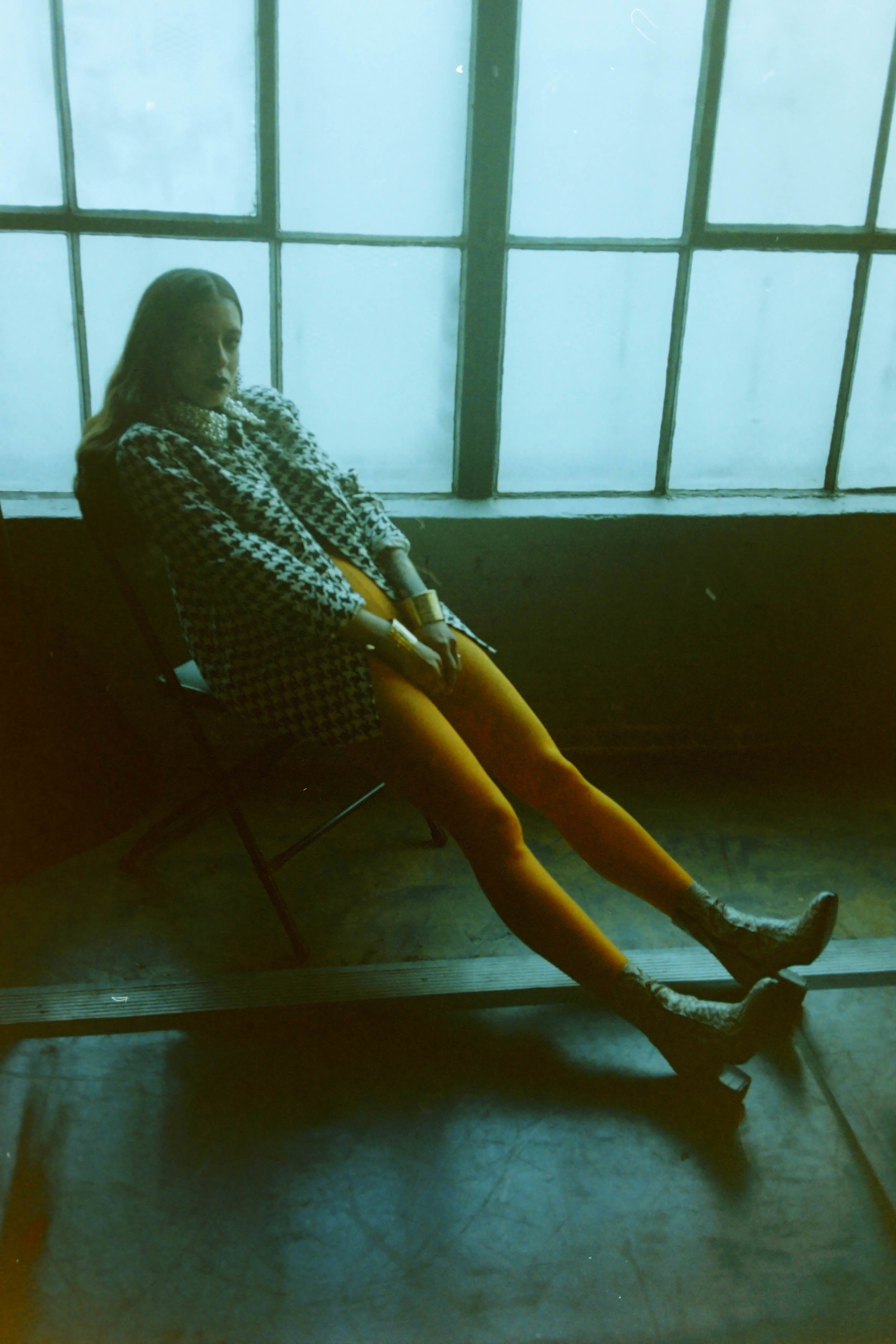 jacket Ijiin, chocker MADAME BALOGE, earrings + cuffs TAWAPA, boots Intentionally____. tights STYLIST'S OWN