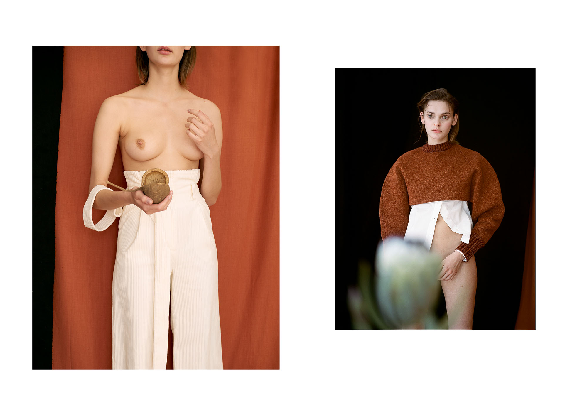 left pants H&M STUDIO, right pullover + shirt Aquiliano Rimondi, shoes ALEXANDER WANG,