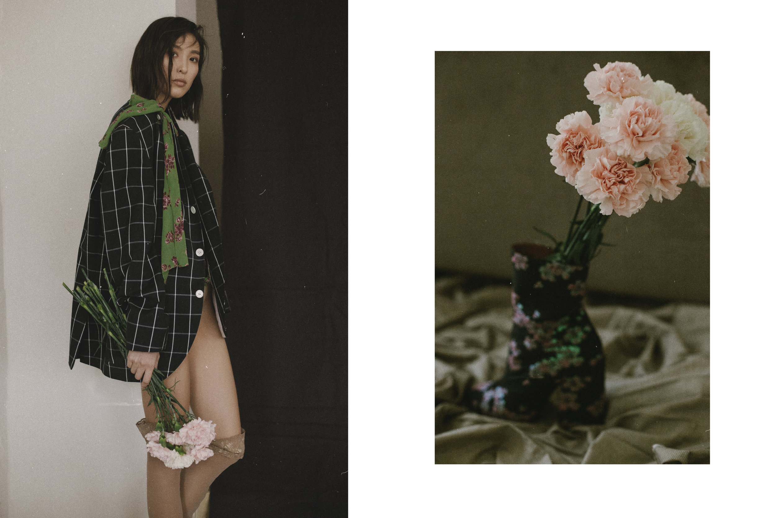 Stockings of La Perla, Blouse vintage, Jacket Cremieux, Dries Van Noten shoes