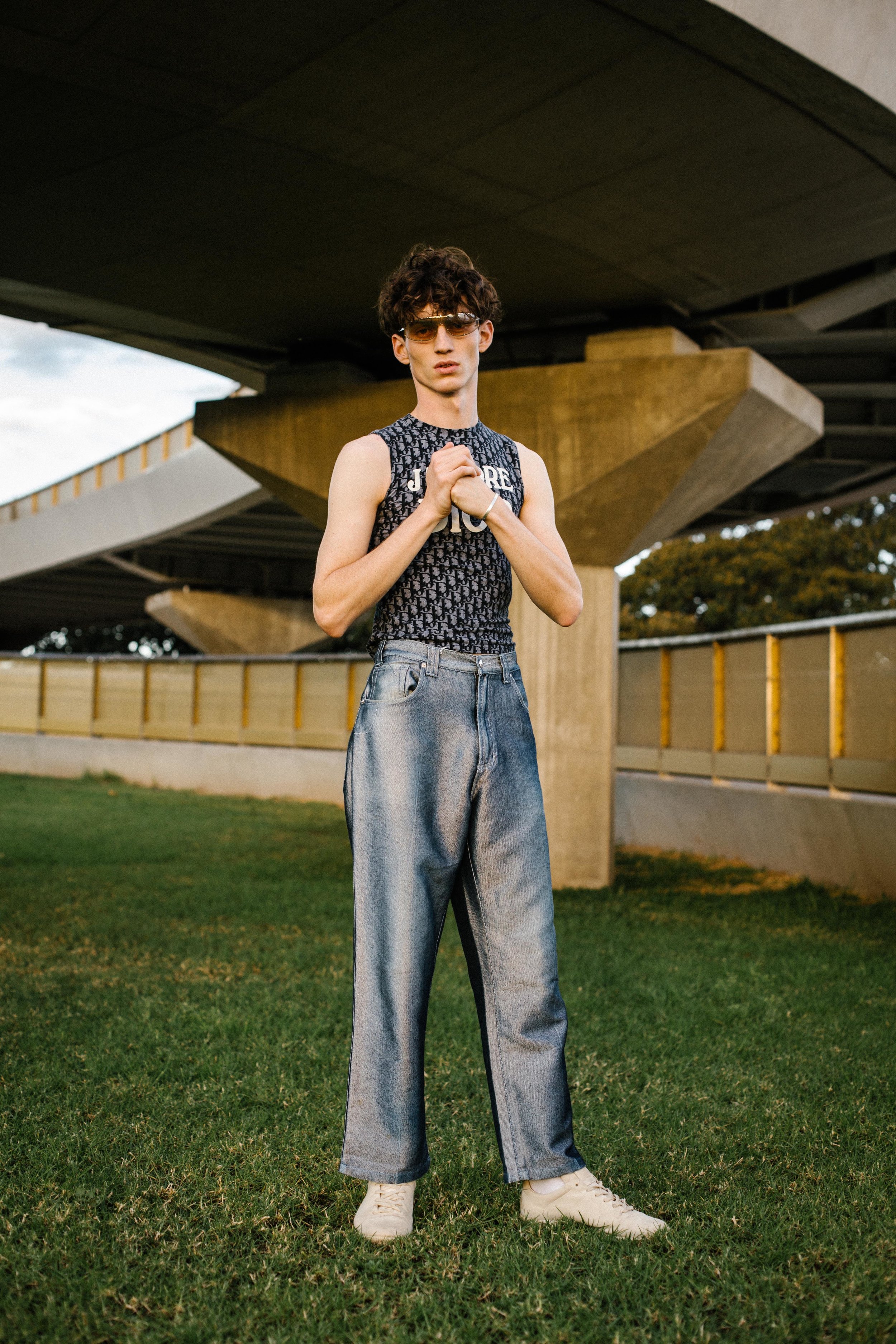 sunglasses Dior, top Dior, jeans Dada, shoes Maison Martin Margiela