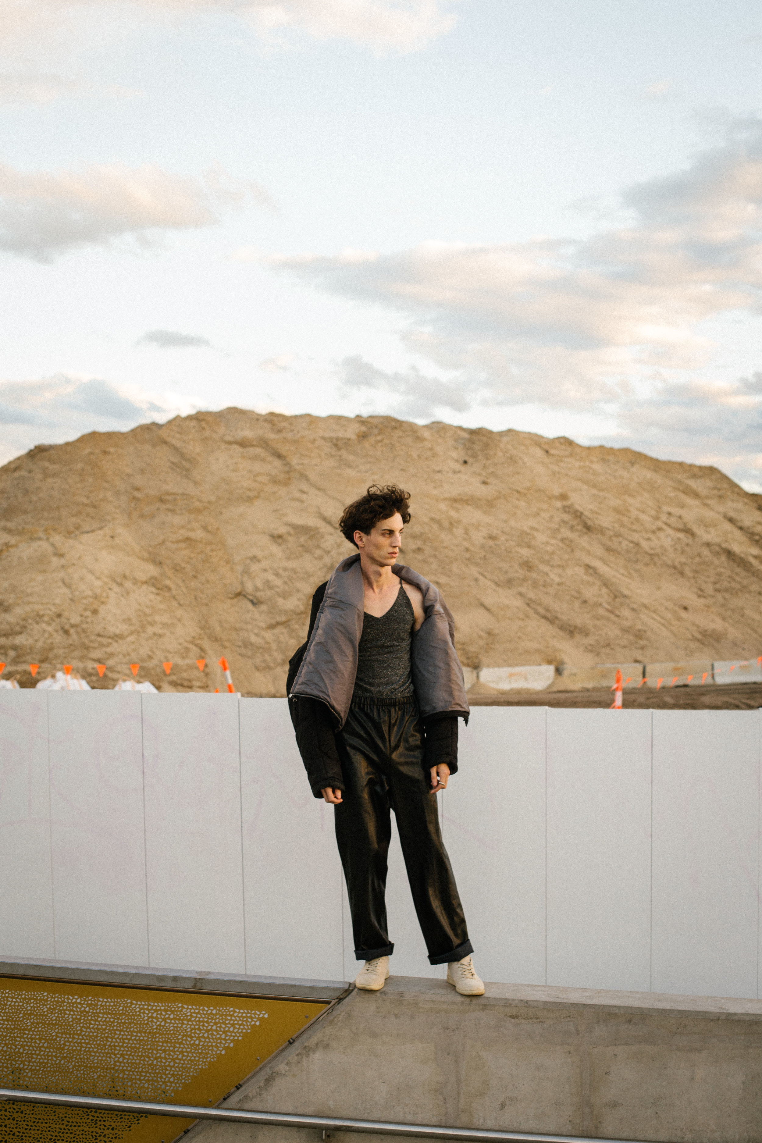 jacket Issey Miyake, singlet Stylists own, pants topshop, shoes Maison Martin Margiela