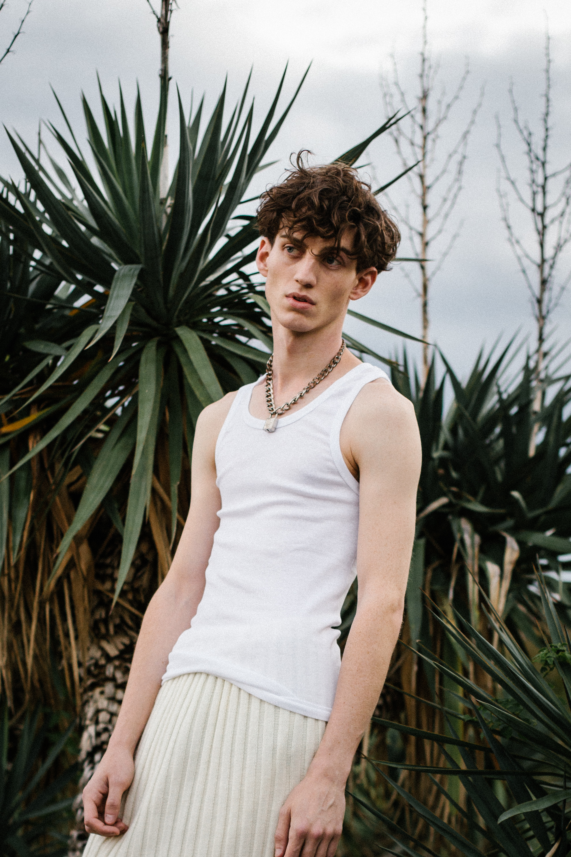 necklace Dior, singlet Bonds, wool skirt Stylists own, shoes Gucci