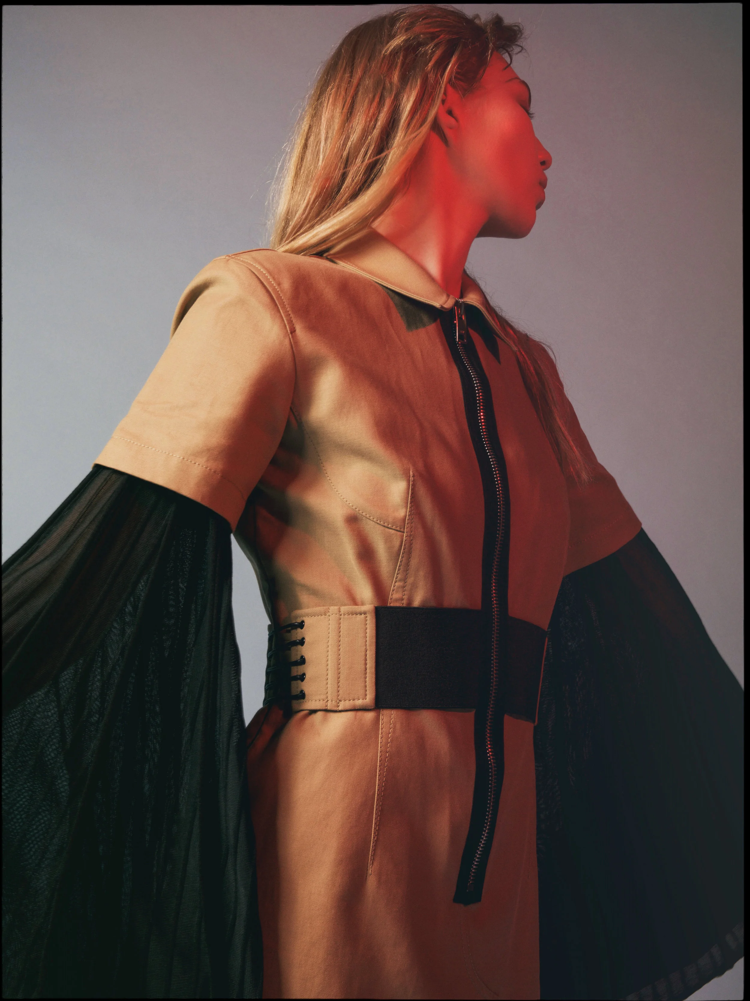 khaki top ALEXANDER WANG available at Saks Fifth Avenue , black top CHLOE available at Holt Renfrew ,