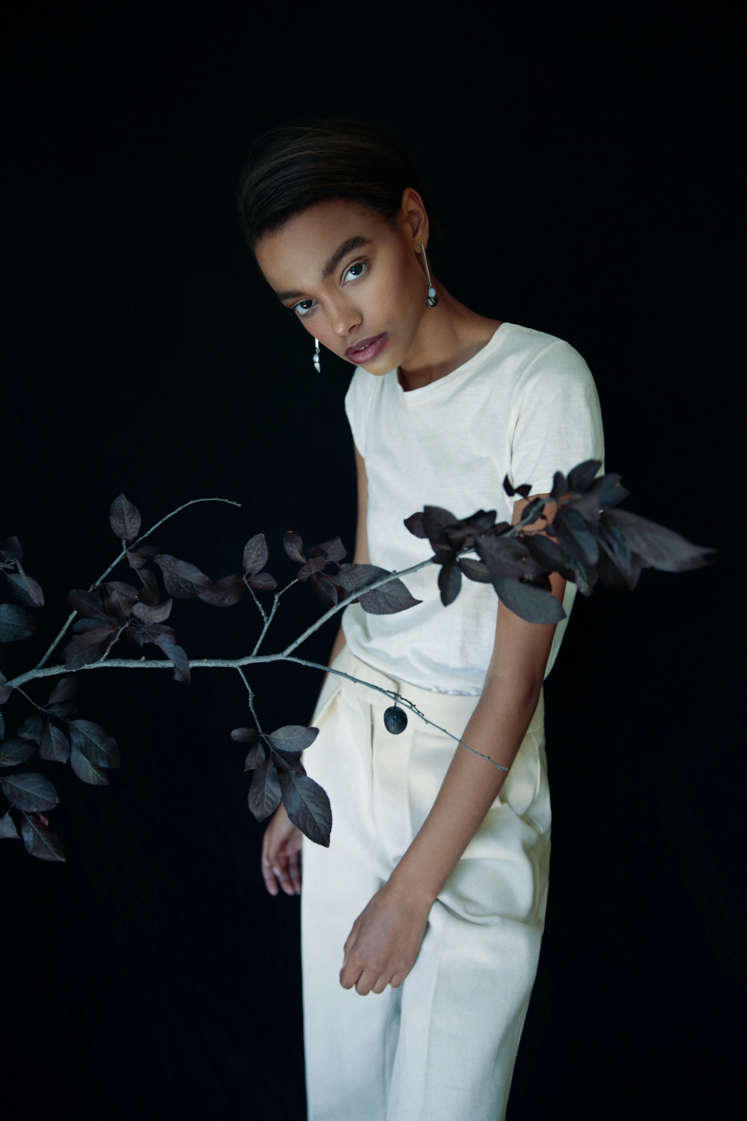top ECHO & AIR, trousers OLYA KOSTERINA, earrings AGAMEMNON JEWELLERY