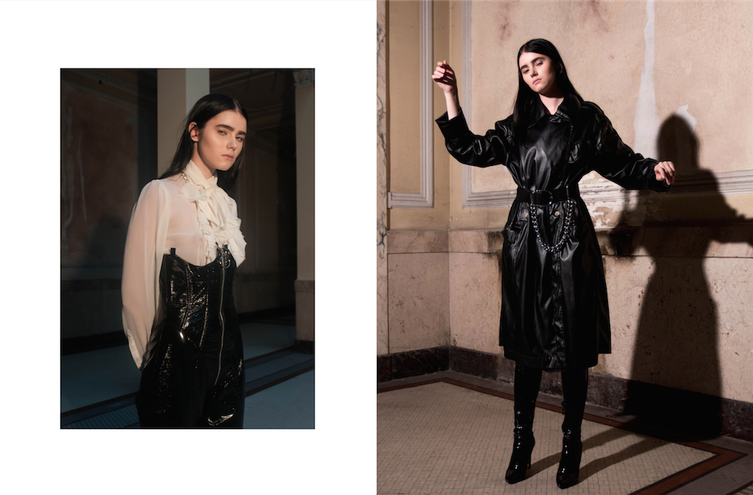 shirt VINTAGE, jumpsuit PINA SPARACO, coat FRIP, chain STYLIST'S OWN boots PUBLIC DESIRE, belt &OTHER STORIES