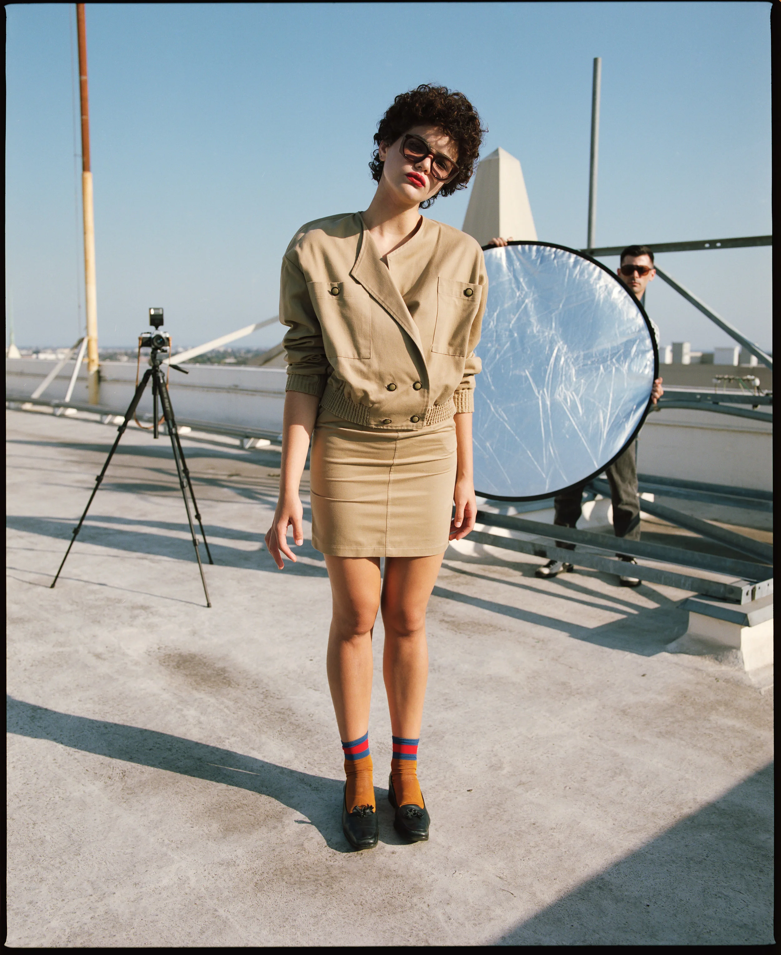 Skirt + Jacket Set Vintage, Socks Topshop, Shoes Ferragamo 