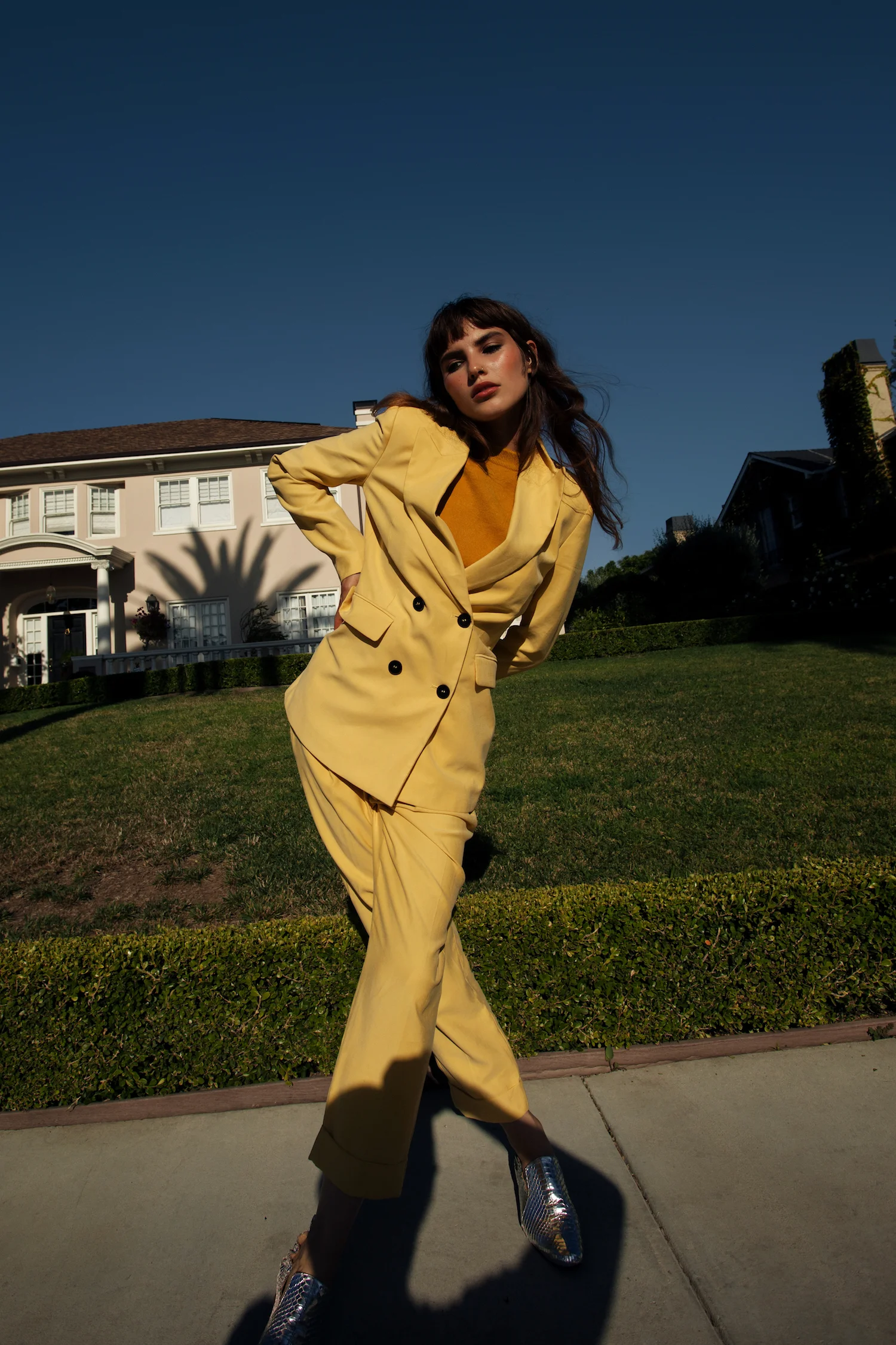 suit Calvin Klein top Prada shoes Eva Credo