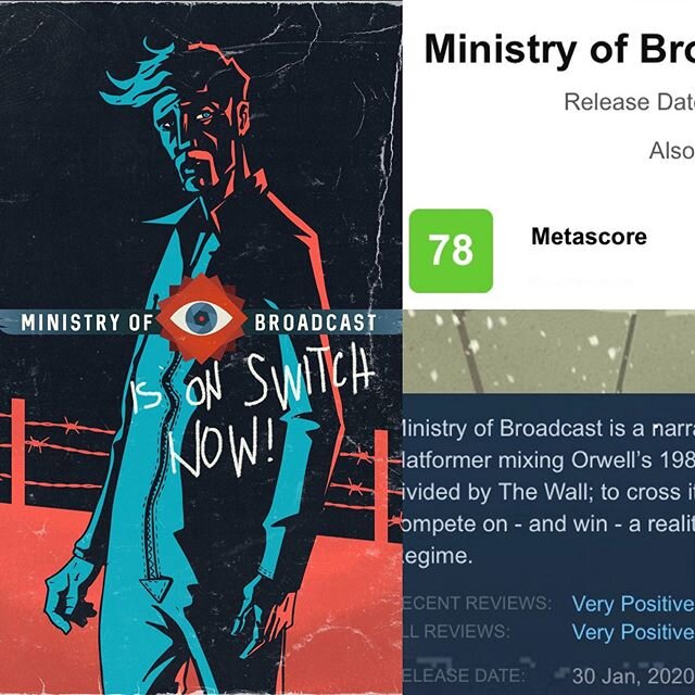 Grab @ofbroadcast at @nintendoswitcheurope store. It is &ldquo;very positive&rdquo; on steam with meta score of 78. 🤘