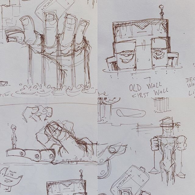 Day 3 sewers started with this sketches. We wanted to change the look and feel of the game and to give it some depth with the history of the wall show, so we literally made a deep hole where Orange should jump in. During the development of Ministry o