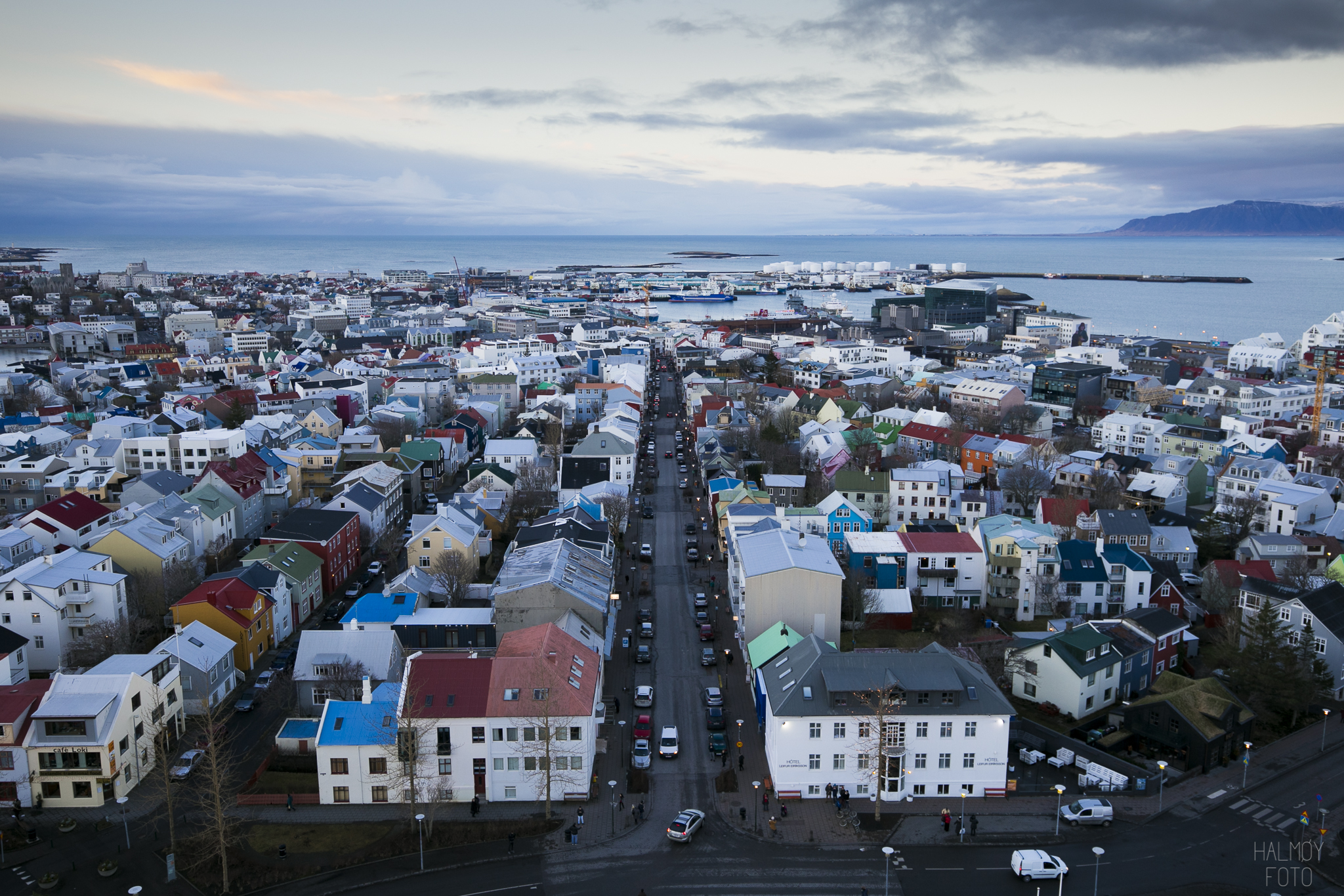 Fantastisk utsikt over Reykjavik.