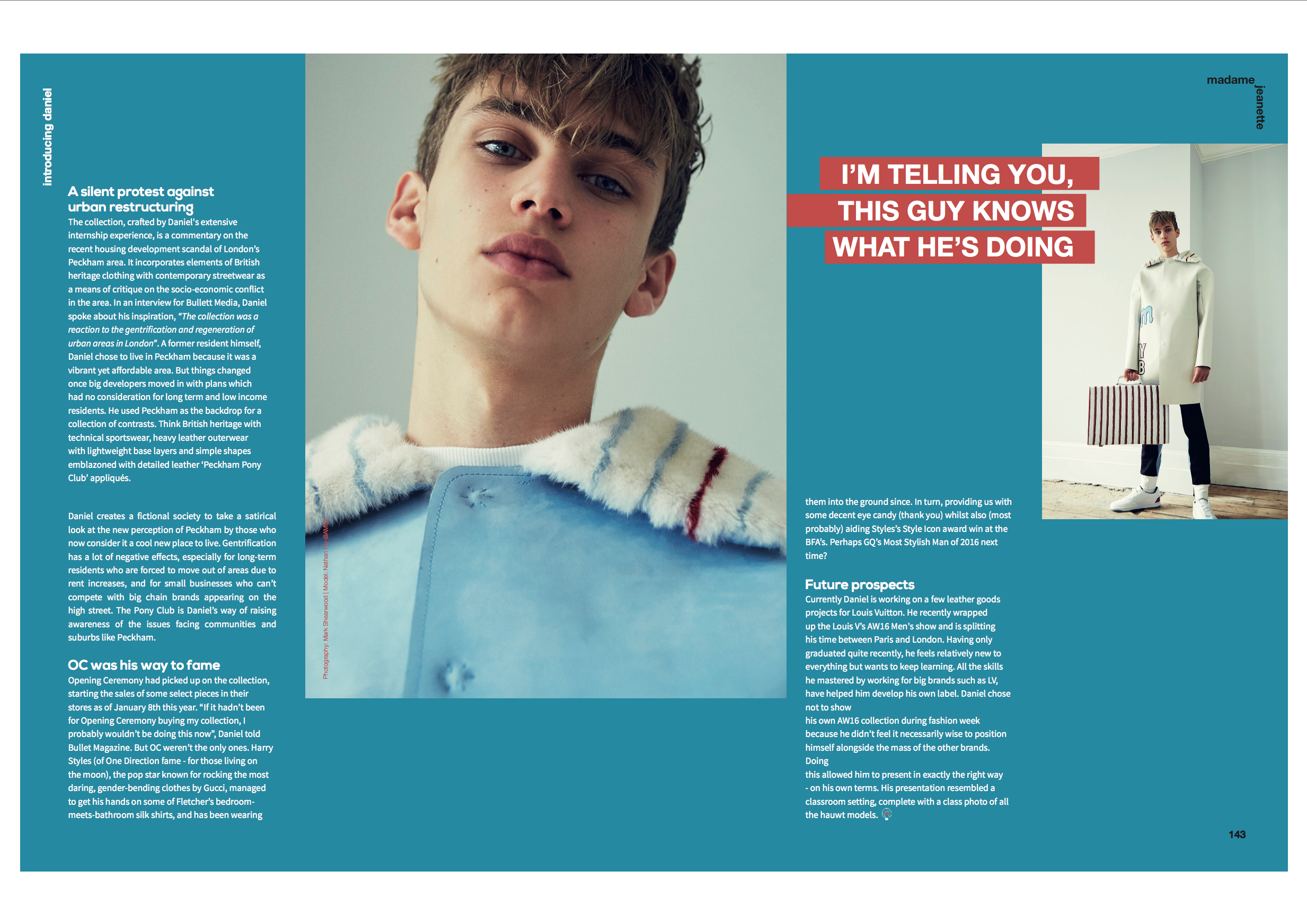 Profile on Daniel W.Fletcher for Madame Jeanette magazine