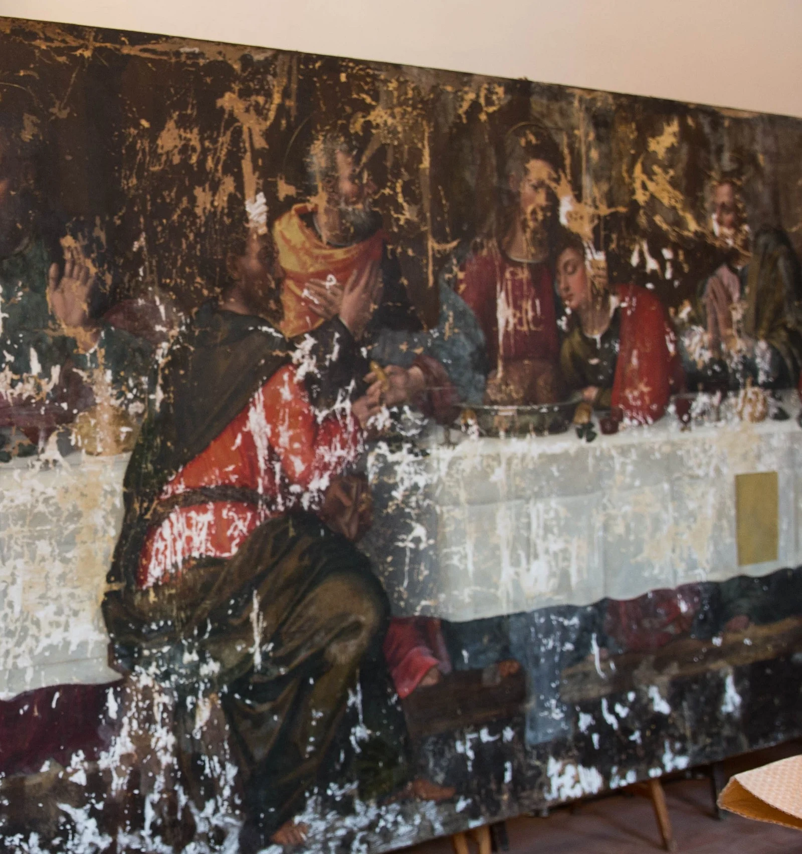 Detail of Nelli's Last Supper, including Judas after stucco work