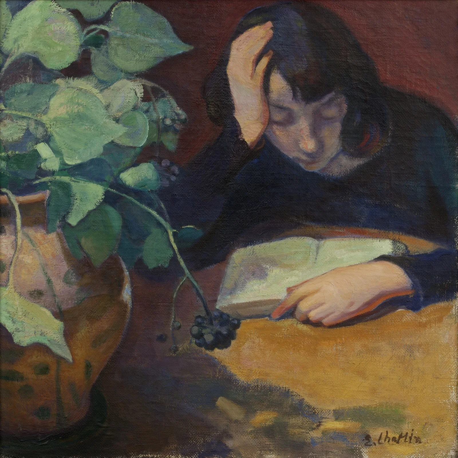 Lettura di Nennette di Elisabeth Chaplin, in esposizione alla mostra (Collezione privata).