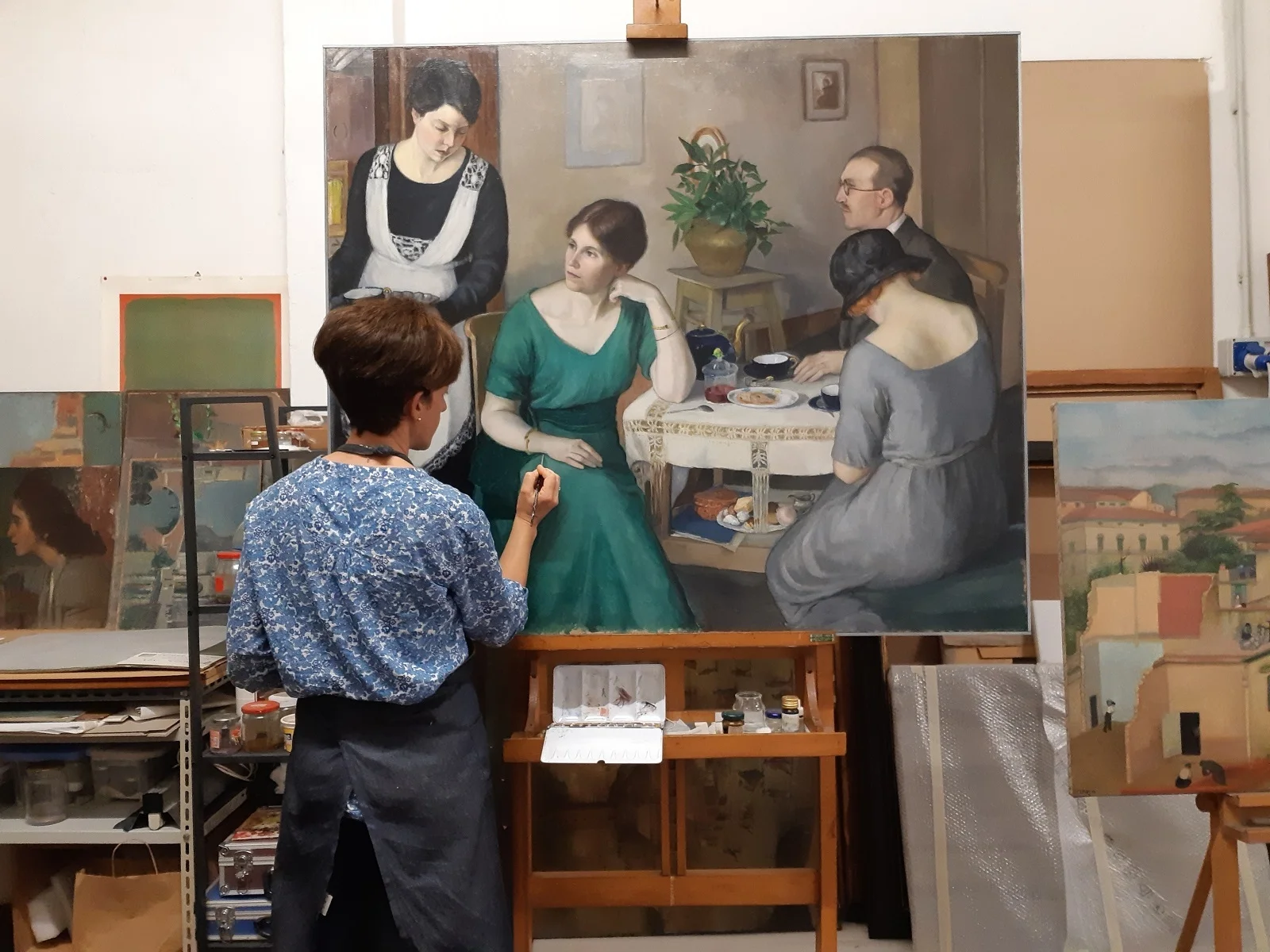 Chiara Mignani working on Morelli's painting