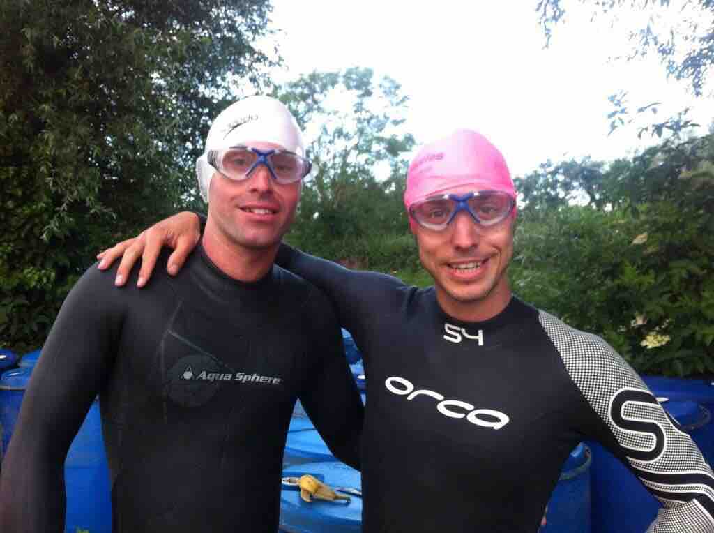 Si and Paul wetsuits ready