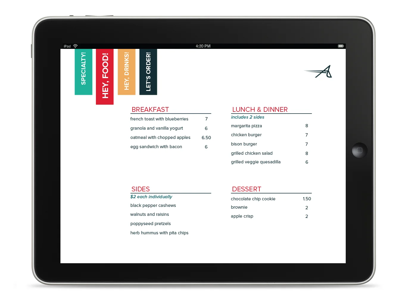  preordering your food on the in-train iPads 