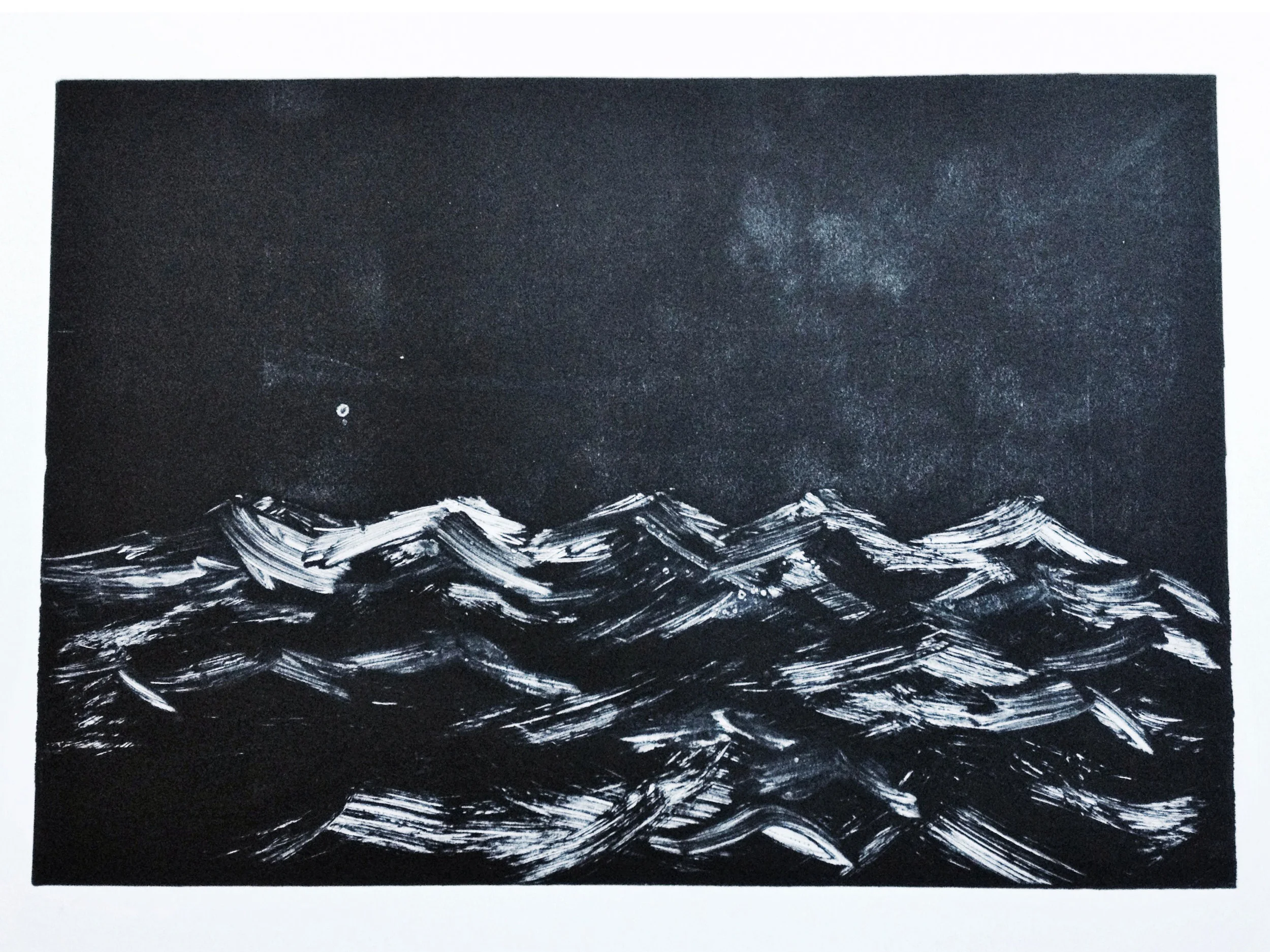 In the night ~ monoprint ~ 2016 43cm x 30 cm