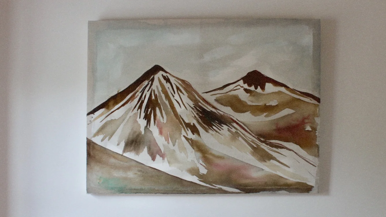 "In the Mountains" ink, cotton + emulsion 75cm x 100cm £450
