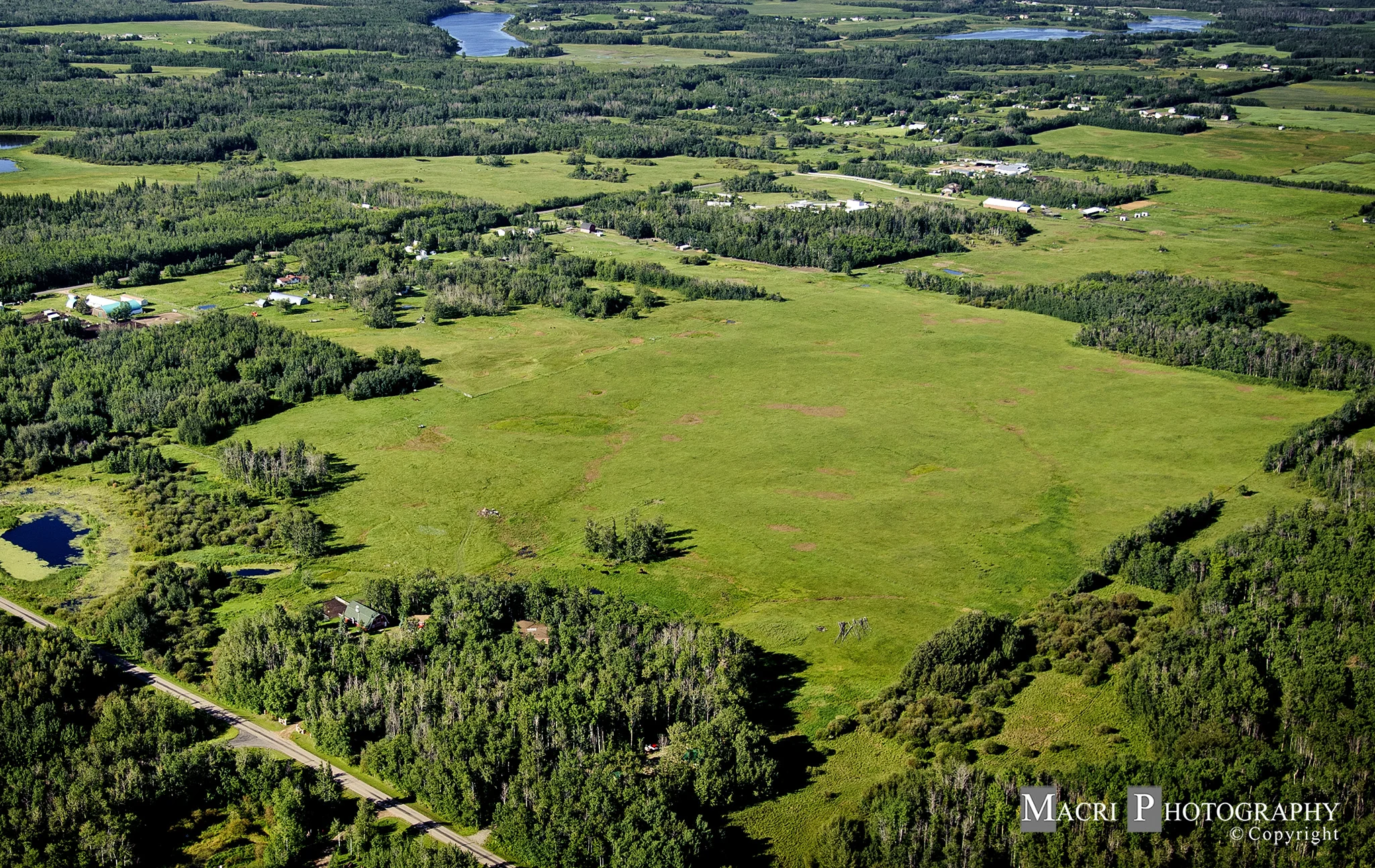 Aerial view of 58 acres parcel of land, South East of Sherwood Park, Alberta, Canada