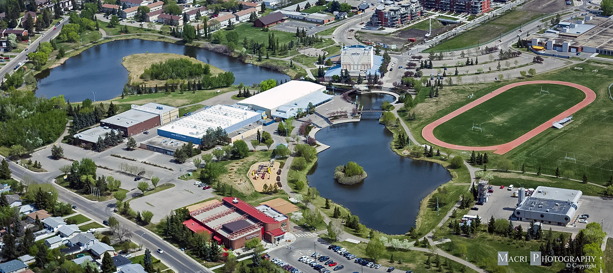 Aerial view of Festival Place, Sherwood Park, Alberta Canada