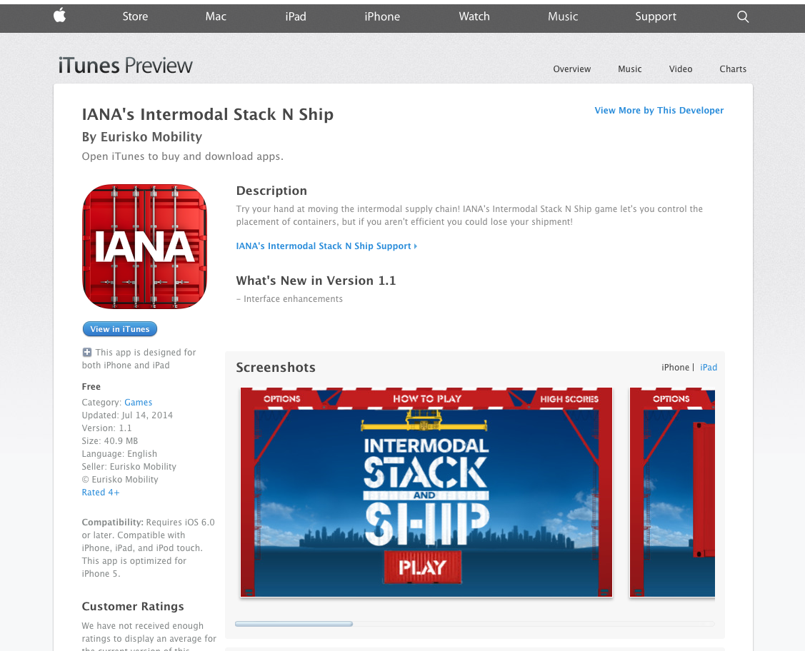 Intermodal Stack N' Ship Game App