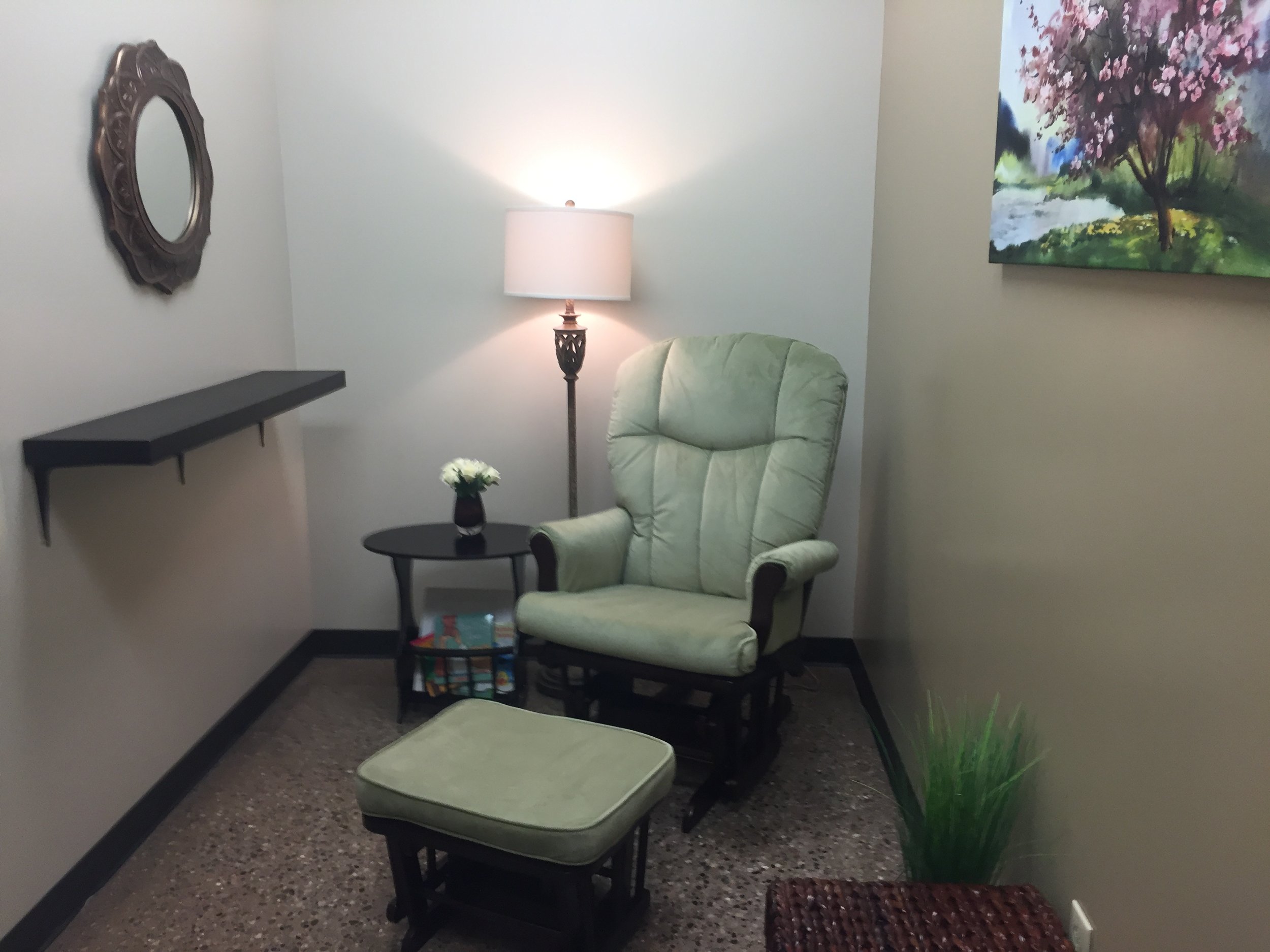 Phoenix-Mesa Gateway Airport, in coordination with MomDoc Charities, has a new feature for traveling mothers who are nursing or just need a quiet place for their baby or toddler; two "Mother's Rooms" conveniently located after the security screening in the terminal and near baggage claim. The Mother's Rooms are separate rooms within the women's restroom. Each room features a glider, changing table, bench for sibling or diaper bag, a side table with children's books, and a paper towel dispenser and hand sanitizer. MomDoc charities provided the special touch with fresh paint, art and other decor. "We know traveling is a stressful experience for mothers of young children," said Dr Jennifer Shaw of MomDoc Charities. "We are happy to make the experience more comfortable by providing a private and secure location where moms can prepare for a long flight and care for their babies." J. Brian O'Neill, Executive Director/CEO of Phoenix-Mesa Gateway Airport added, "We are grateful to MomDoc Charities for their partnership in providing this additional service for our customers. Gateway continues to look for new ways to make traveling with family as easy as possible."