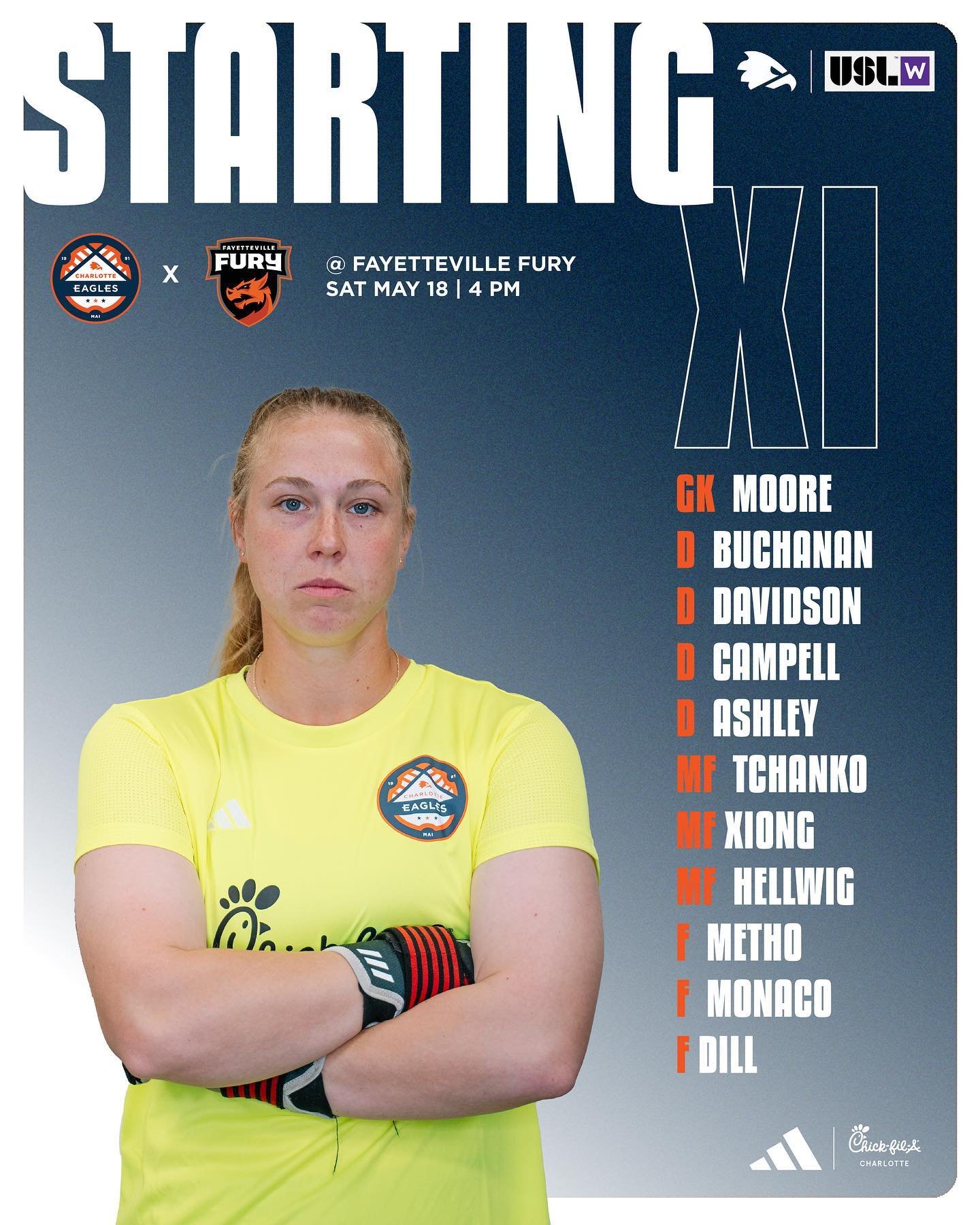 🦅 STARTING XI 🦅

Your staring lineup for the FIRST Lady Eagles games of the season! 

USL W League tonight @ 4:00 pm

WPSL tonight @ 7:00 pm

#SoliDeoGloria