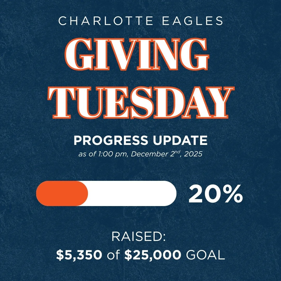 Here's an update on our #GivingTuesday campaign as of 1:00 pm 👏

We're 20% of the way to our goal of raising $25,000! To give, visit www.charlotteagles.com/givingtuesday or click the link in bio 🦅

#SoliDeoGloria