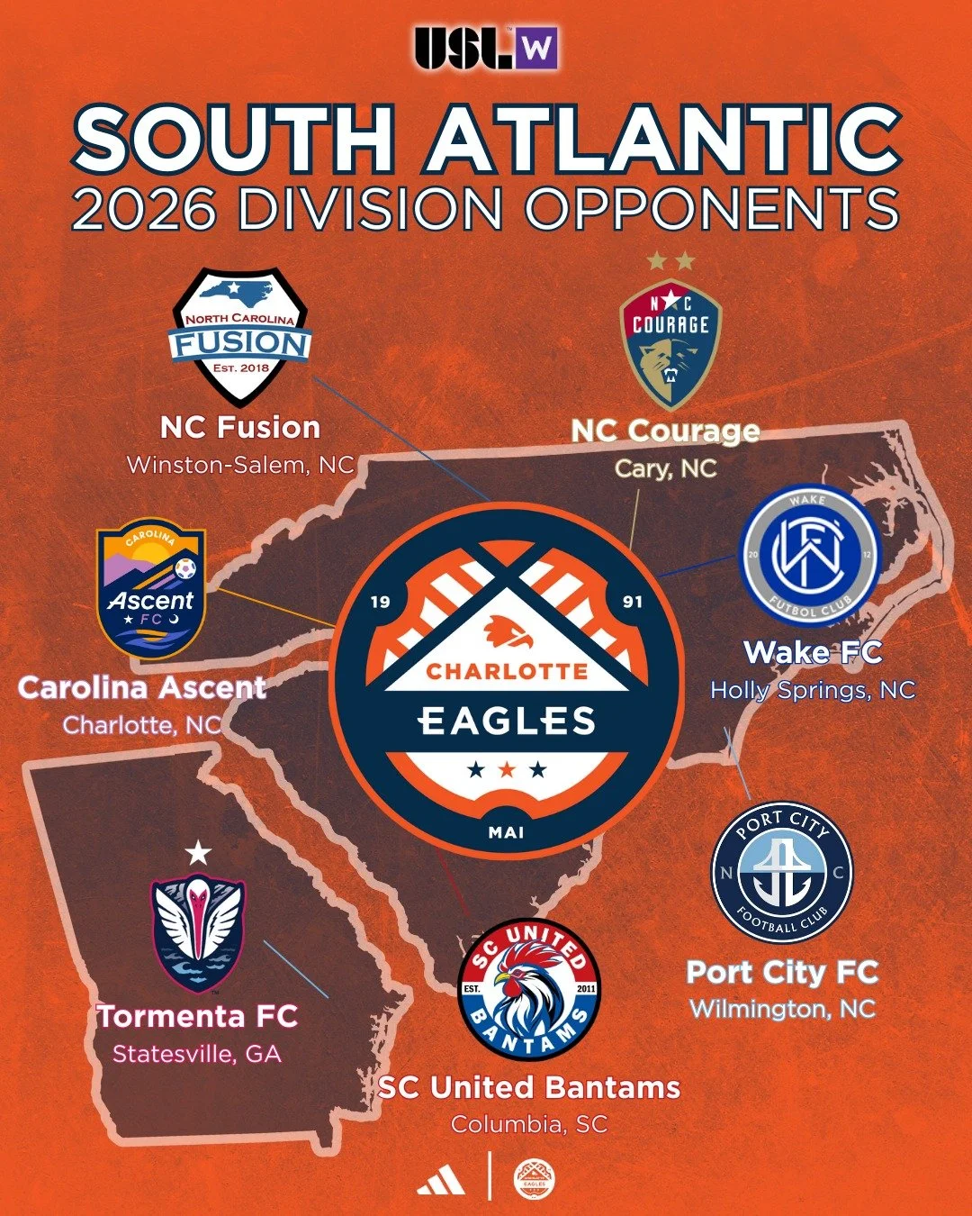 Here's our @uslwleague South Atlantic Division Opponents for the 2026 season 🙌

May can't come soon enough 🤩🦅

#SoliDeoGloria