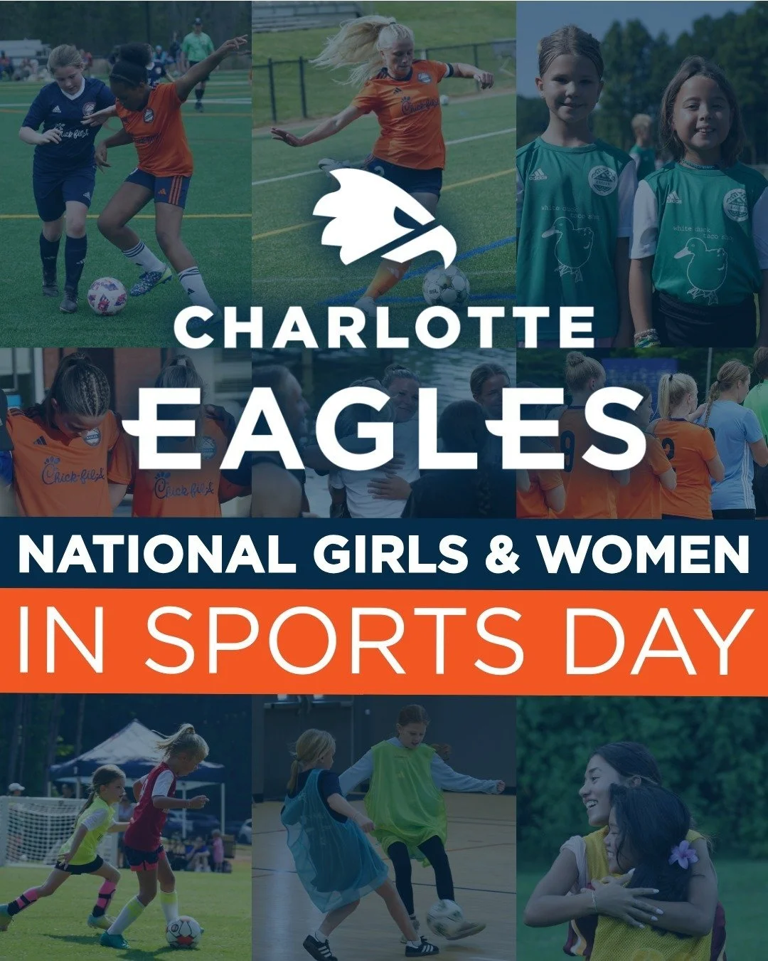 Today, and every day, the Charlotte Eagles celebrate girls &amp; women pushing boundaries, breaking barriers, and changing the world through the game we love. ⚽️

Join us in celebrating National Girls &amp; Women in Sports Day! 👏

#SoliDeoGloria | #