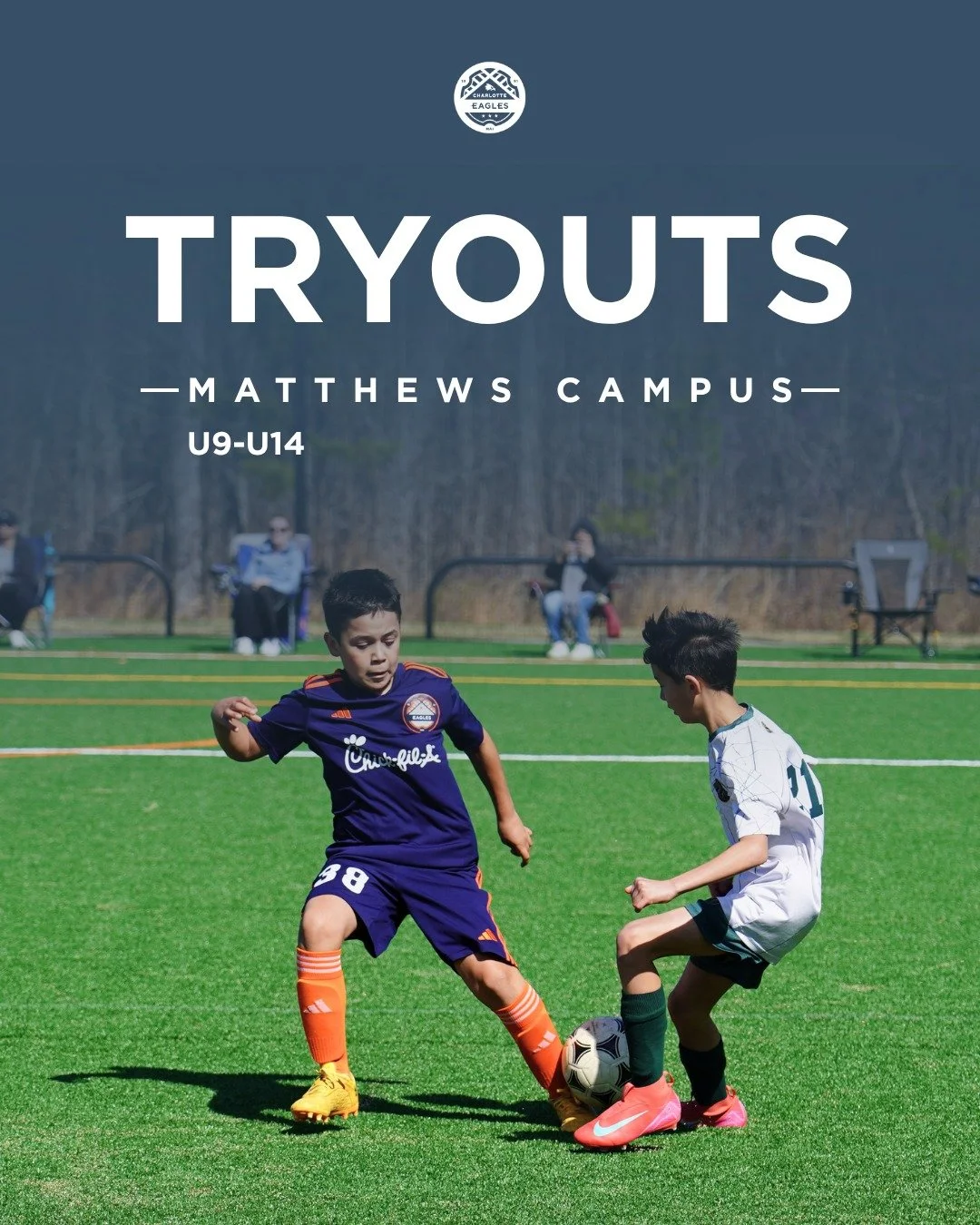 Tryouts for ages U9&ndash;U14 at MATTHEWS CAMPUS kick off NEXT FRIDAY ⚽️ 

🔗 Register now at the link in bio or visit charlotteeagles.com/tryouts-club to sign up!

#SoliDeoGloria

-----------

#SoccerTryouts #CharlotteEagles #CLTSoccer #CharlotteNC 