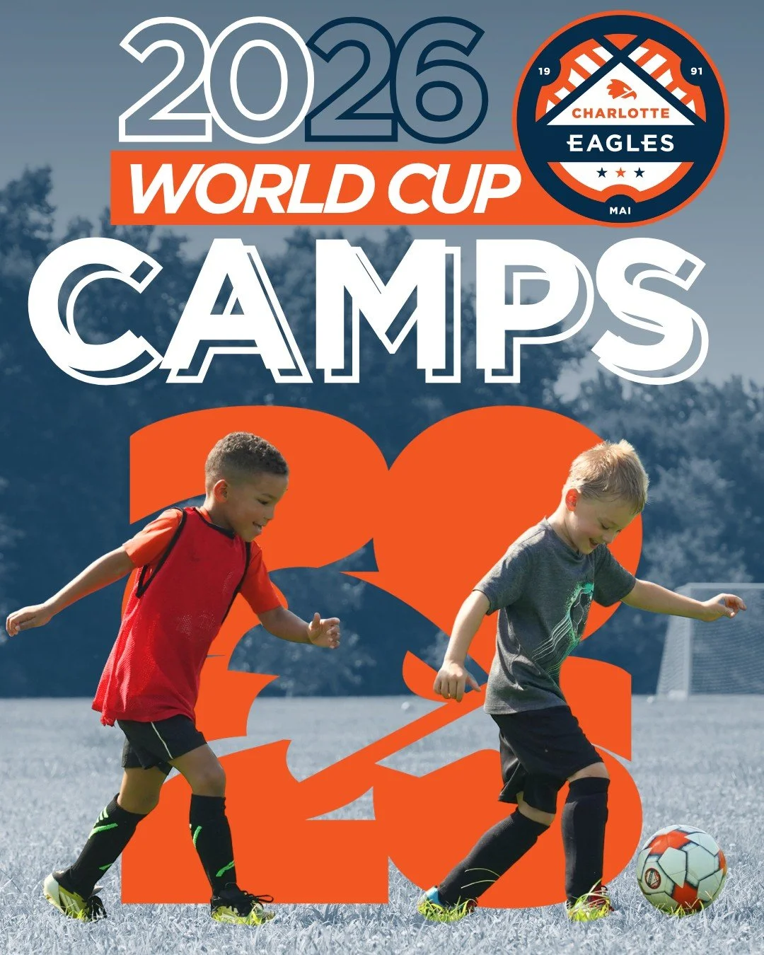 Summer on your mind? 😎☀️ Our 2026 Eagles World Cup Camps are just around the corner! 🦅⚽️

With multiple dates and locations in the Charlotte area, our camps provide a fun, challenging and encouraging soccer experience for players of all ages and le