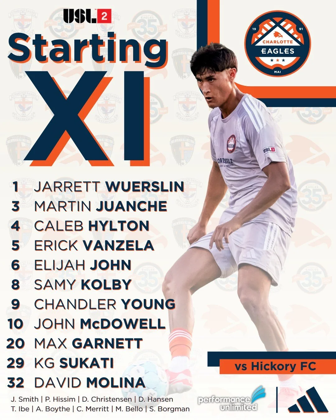 How we line up to face @hickoryfootballclub 

🦅🦅🦅

#SoliDeoGloria | #USLLeagueTwo | #Path2Pro