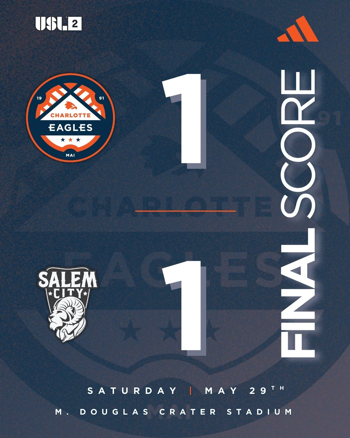 The points are shared in Winston-Salem 🤝

#SoliDeoGloria | #USLLeagueTwo | #Path2Pro